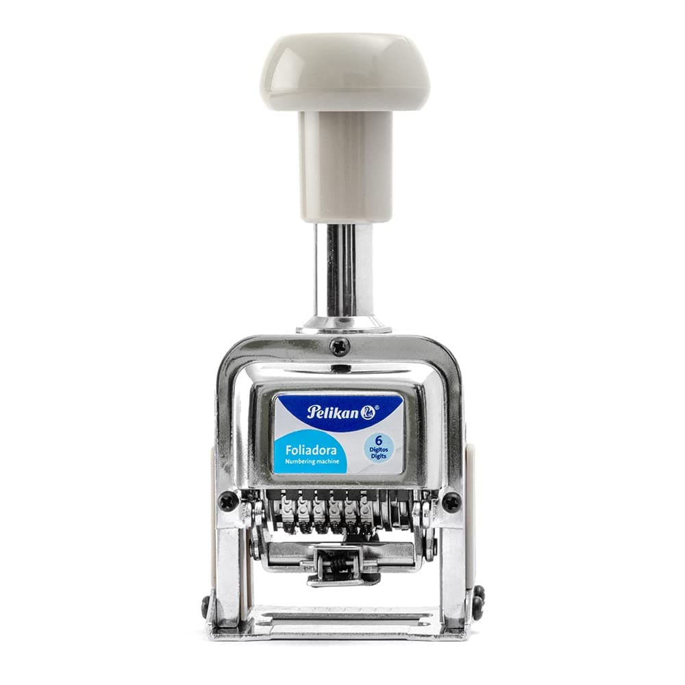 Pelikan Foliadora de Acero Inoxidable de Enumeración Automática con 6 Digitos. Incluye 2