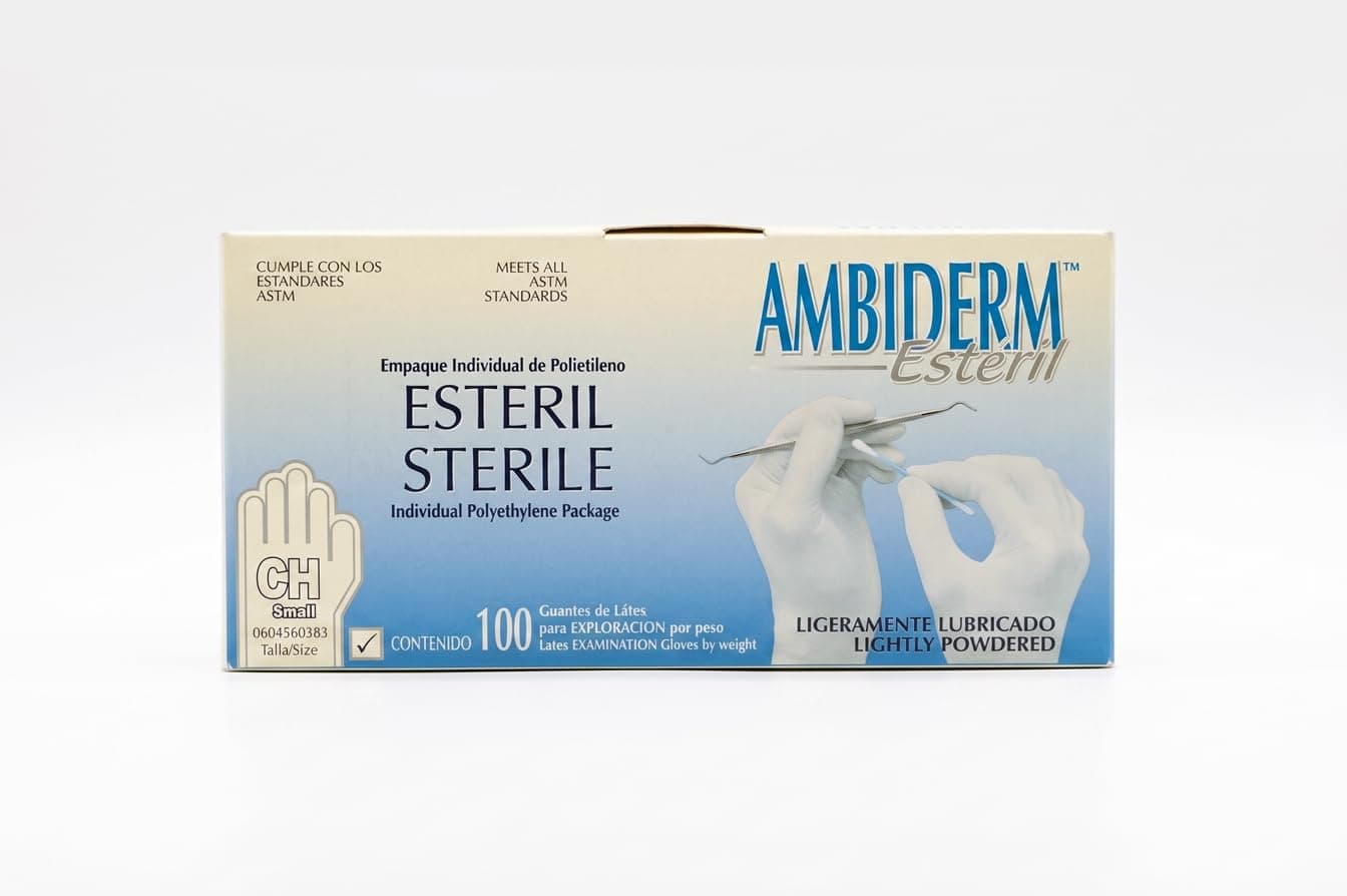 AMBIDERM Guante ESTÉRIL Caja C/100 PZAS (Chico)