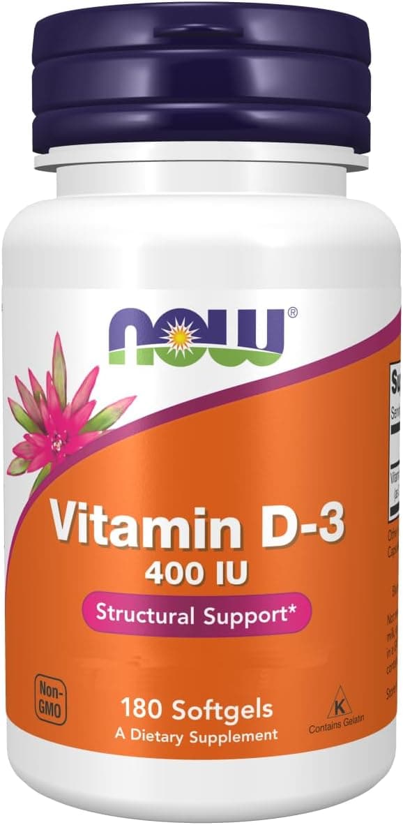 Vitamina D-3 Now Foods 400 IU 180 Cápsulas