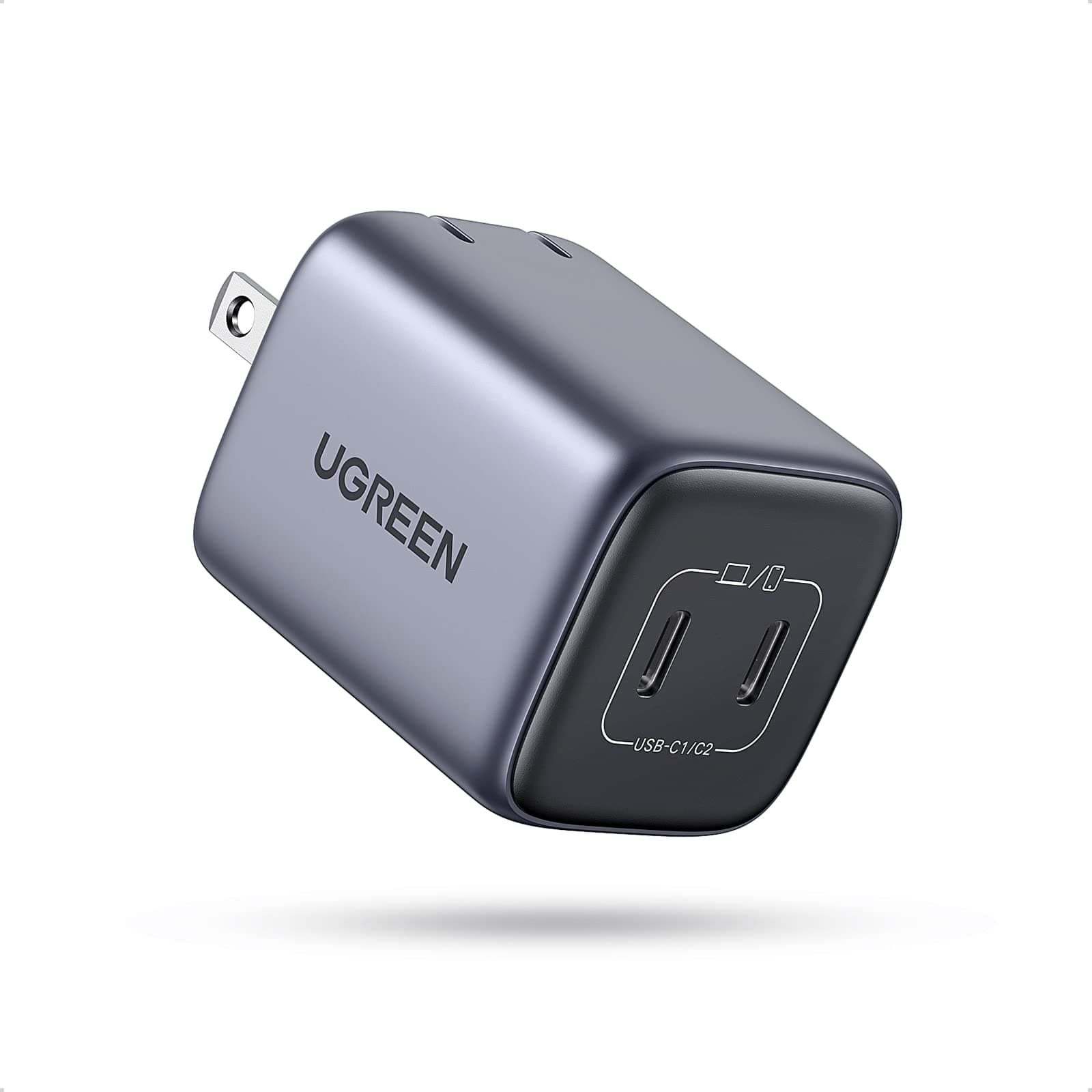 UGREEN Nexode 45W Cargador USB C GAN Portátil, PD Tipo C 25W+20W