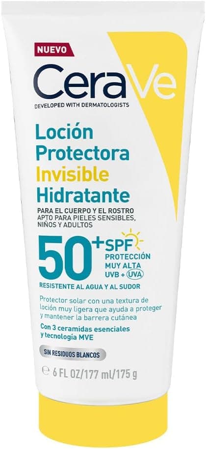 CeraVe Loción Protectora Invisible Hidratante 50FPS protector solar corporal hidratante para todo