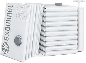 ESQUIMAL Bolsas de Almacenamiento de Compresión al Vacío (15 pzas 60x40 cm) y Bomba de Aire