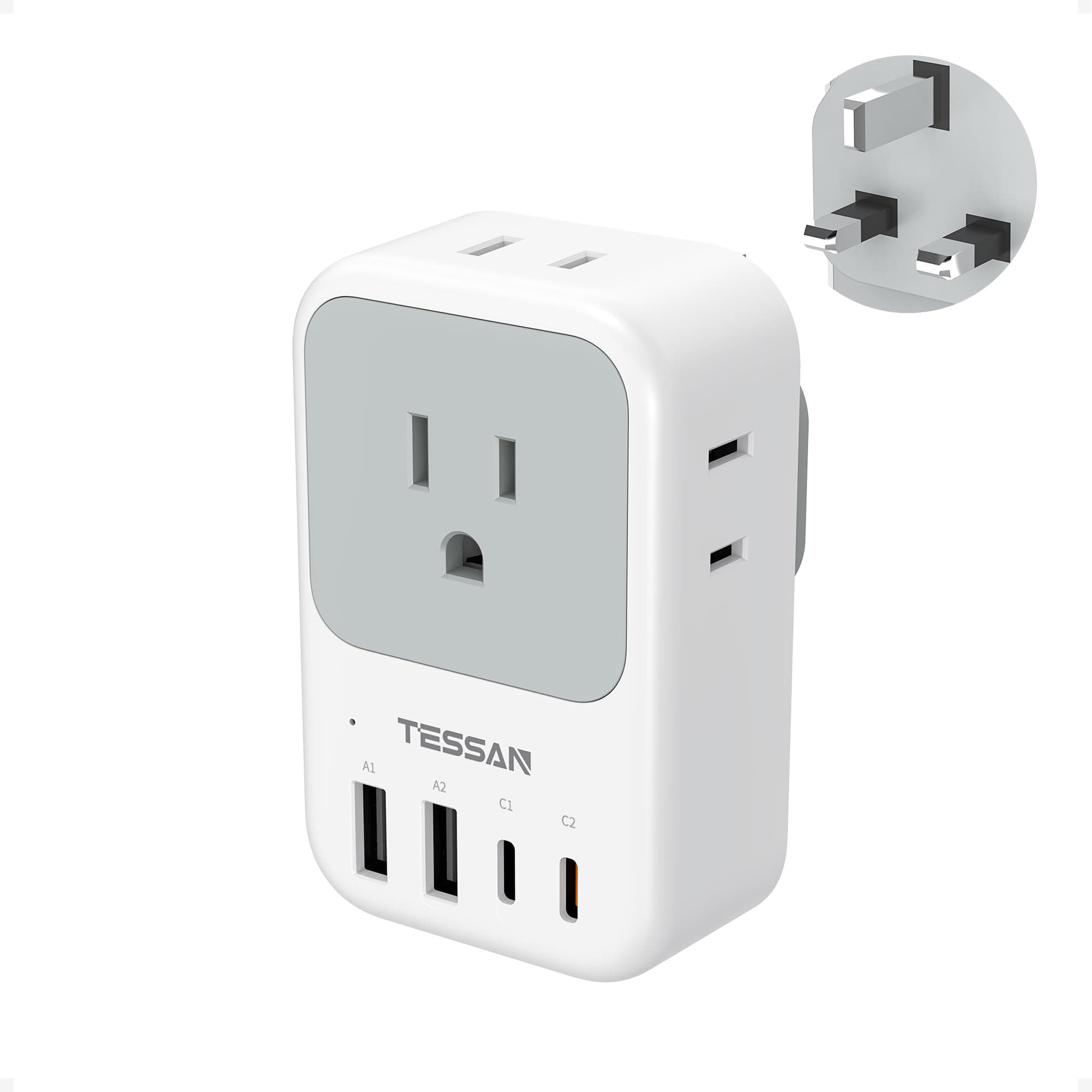 TESSAN Adaptador UK Viaje, Enchufe Reino Unido de Corriente