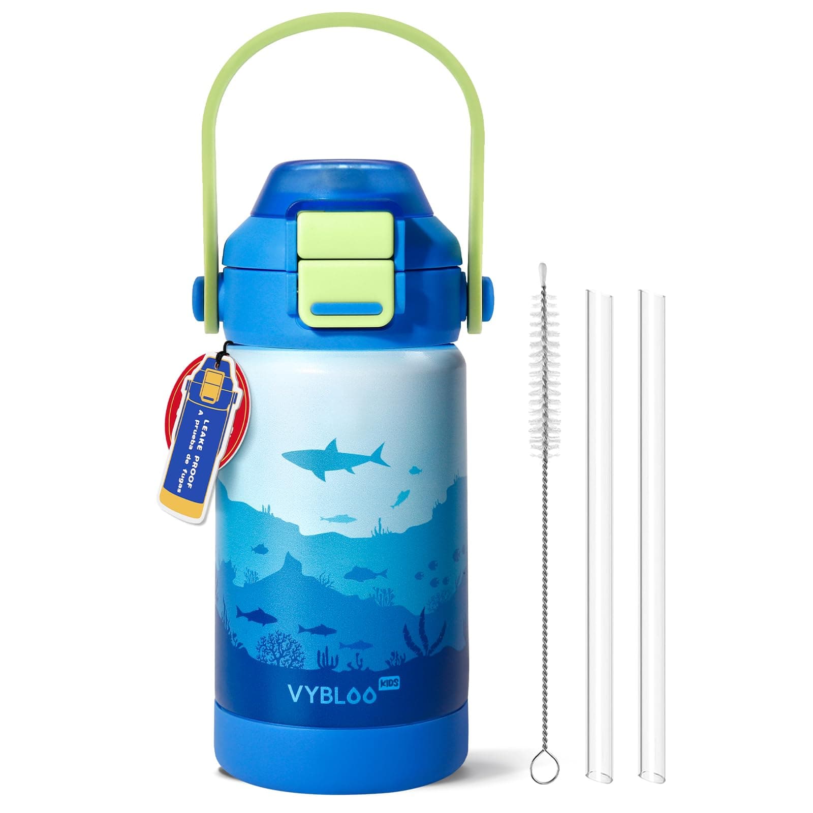 VYBLOOJUG Termos para Agua Niños, Sorbos y Chug 12OZ Mundo Submarino