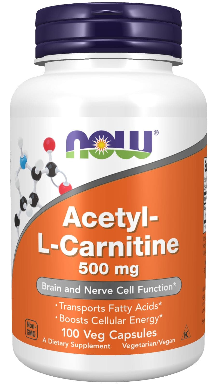 Now foods |Acetyl-L-Carnitine 500 mg 100 Veg Capsules |Acetil-L-Carnitina 500 mg 100 Cápsulas