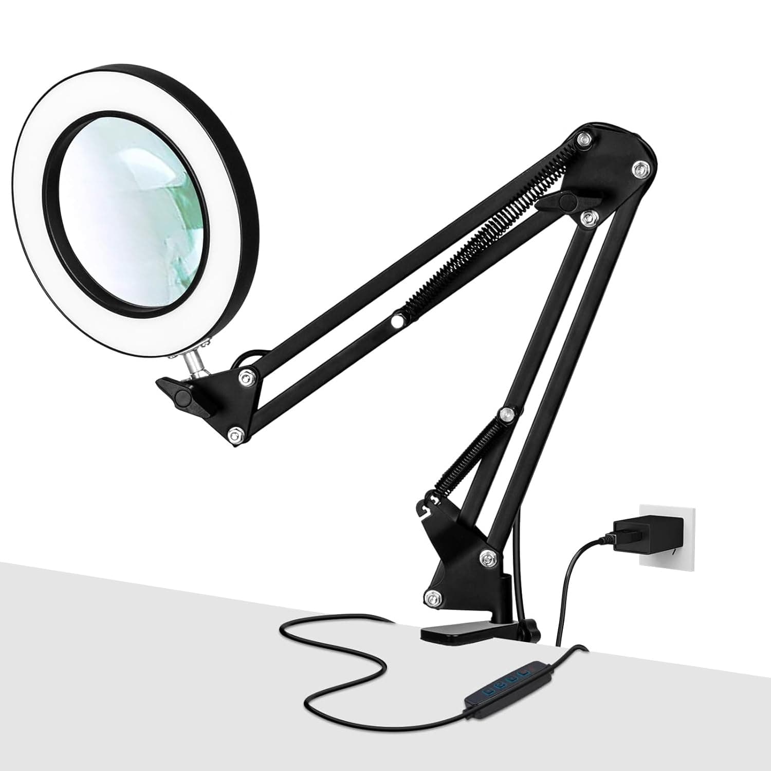 Lupa con Luz Led 10X, 1,800 Lúmenes, 3 Colores Ajustables, Lente de Vidrio de 15.8cm, Lámpara de