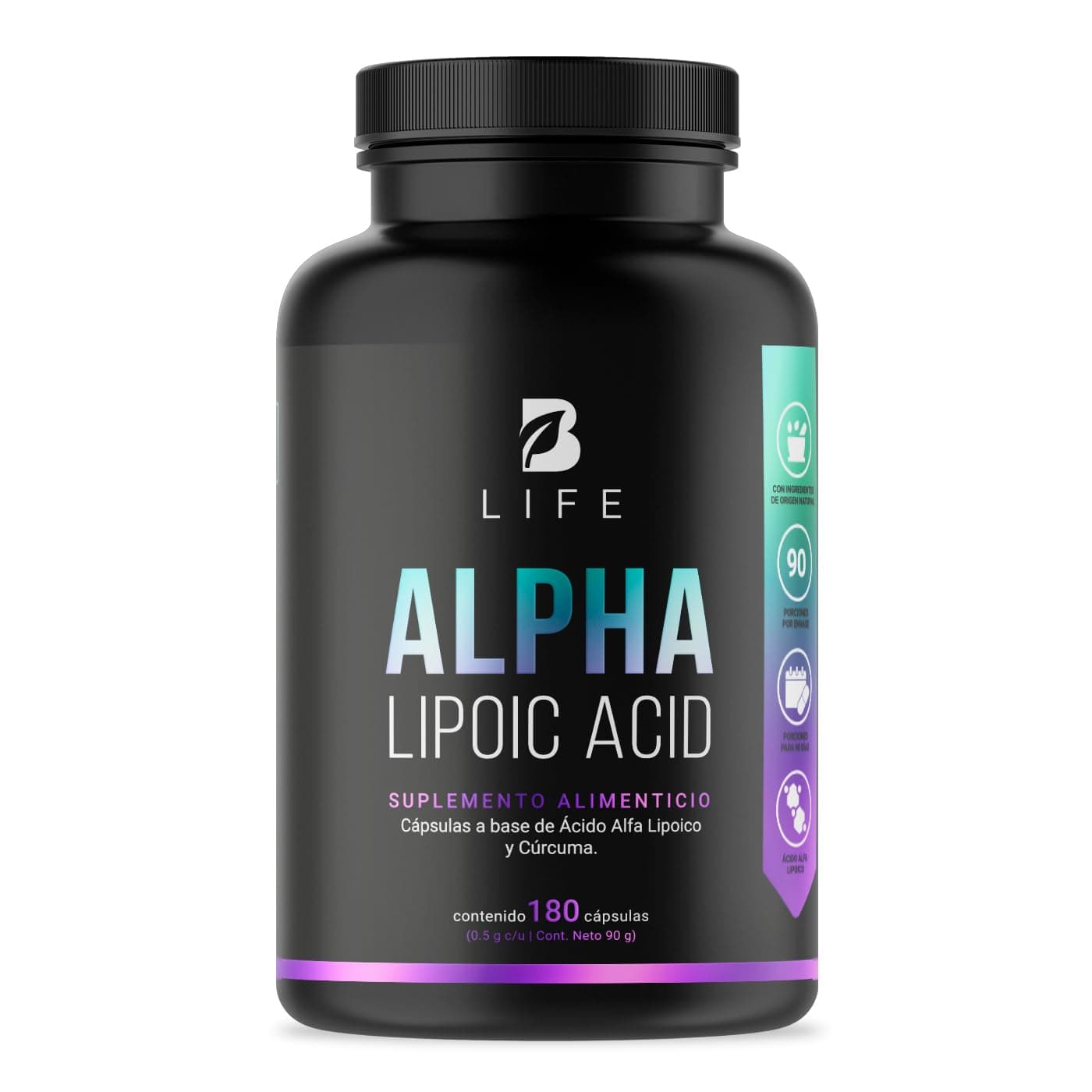 Ácido Alfa Lipoico de 180 Cápsulas 1000 mg por porción. Adicionado