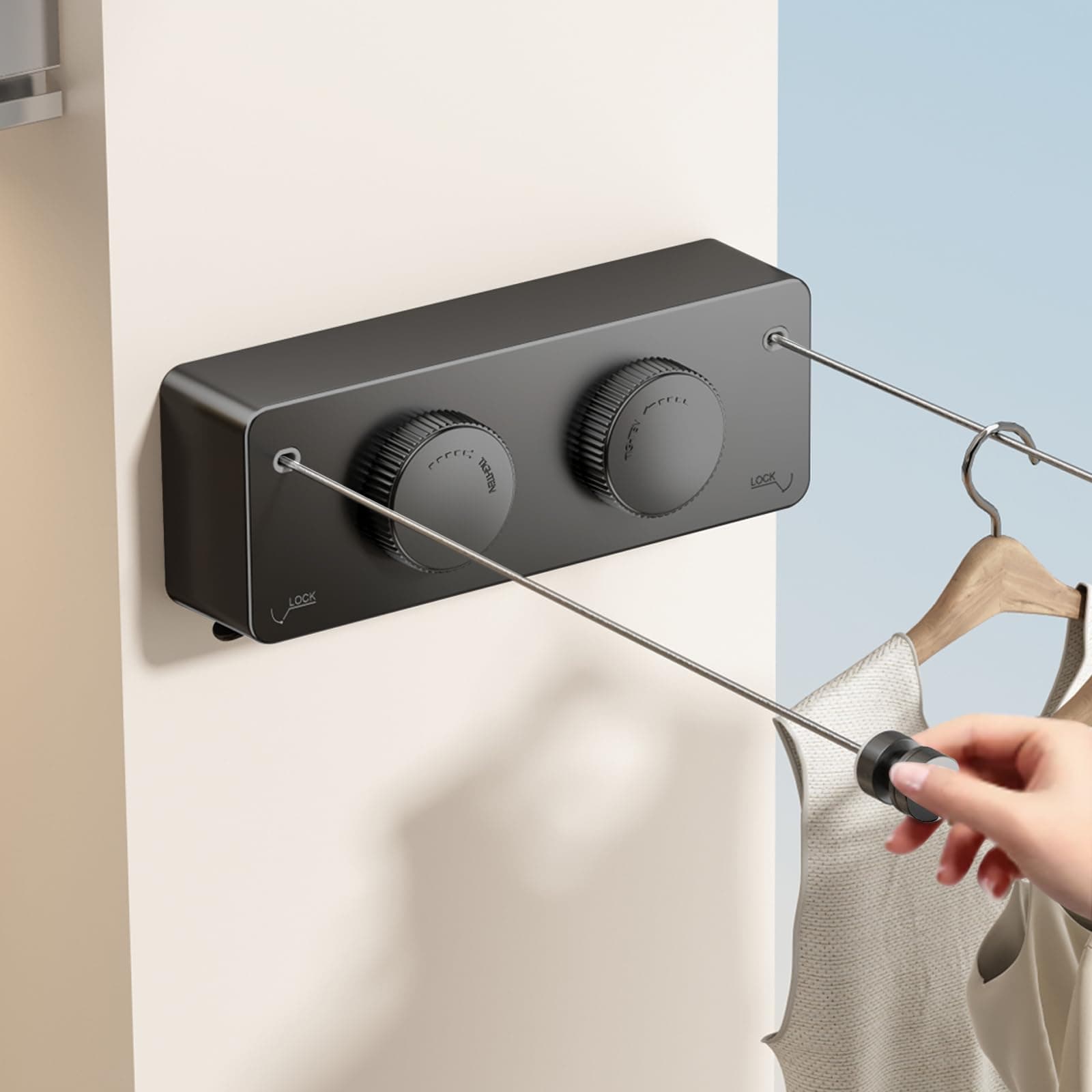 Tofaney Tendedero Retractil Pared Aluminio Retráctil hasta 4.2 Metros Ajustable Tendedero Retractil