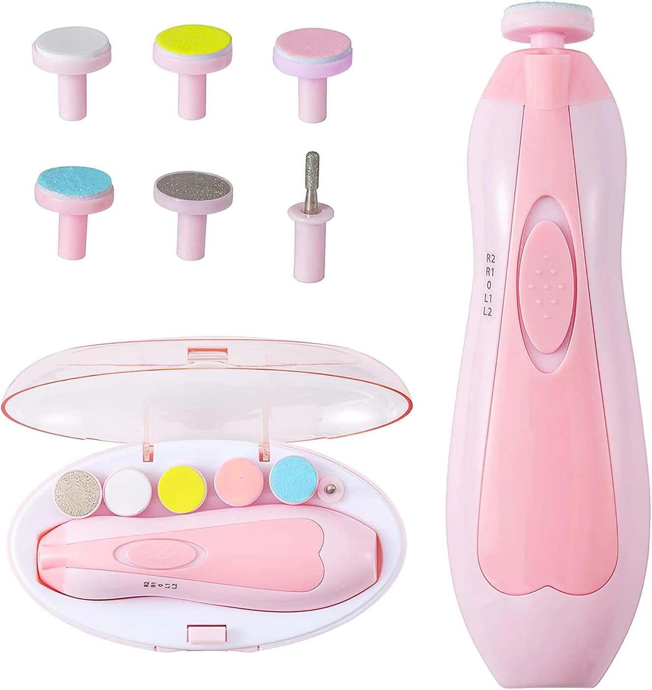 AXIDUN-Lima de uñas bebe, Cortaúñas para bebe eléctrico, Pulidor de uñas para bebés, Luz LED