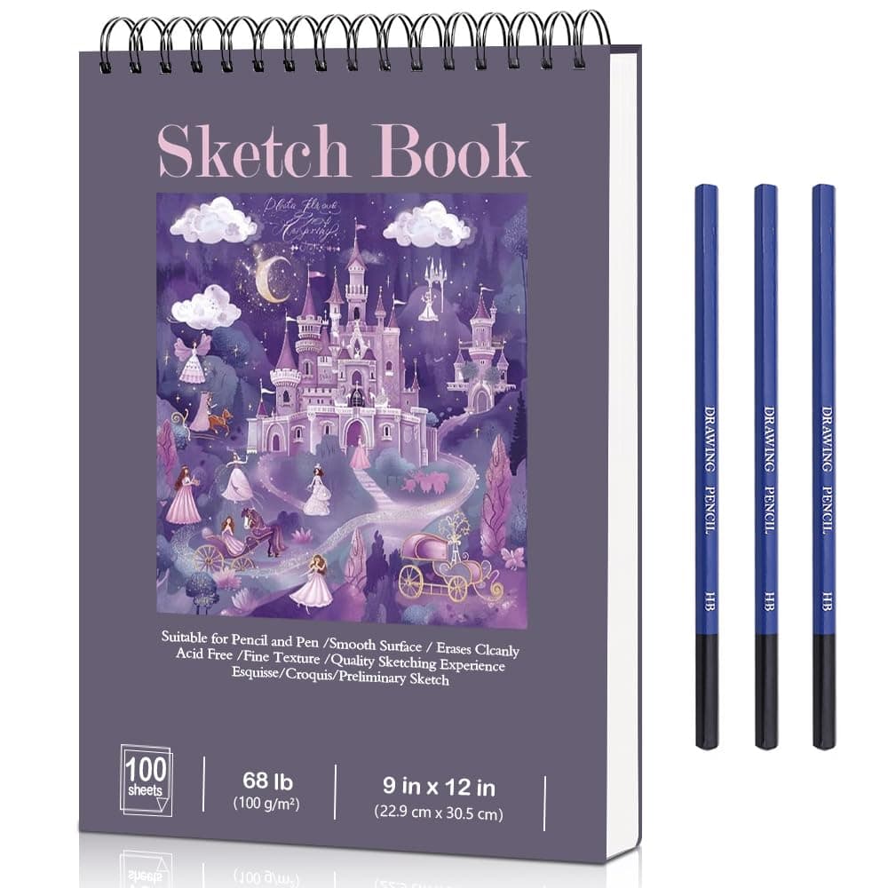 EDECOR 9"x12"Cuaderno de Boceto, Cuaderno de Dibujo Encuadernado En Espiral