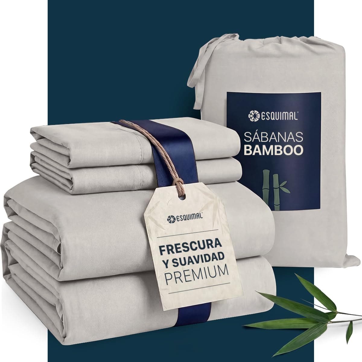 ESQUIMAL Juego de Sábanas Bambú Frescas Matrimonial Beige