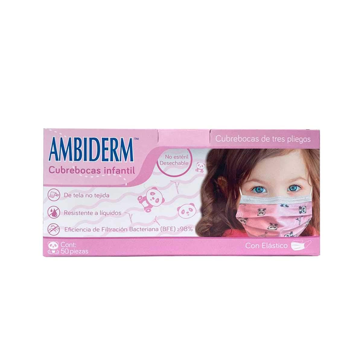 CUBREBOCAS DE 3 PLIEGOS INFANTIL C/ELÁSTICO ROSA