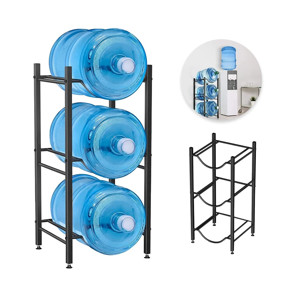 Raganet, Estante de Alamcenamiento para 3 Garrafones, Soporte para 3 Botellas de Agua de 5 Galones