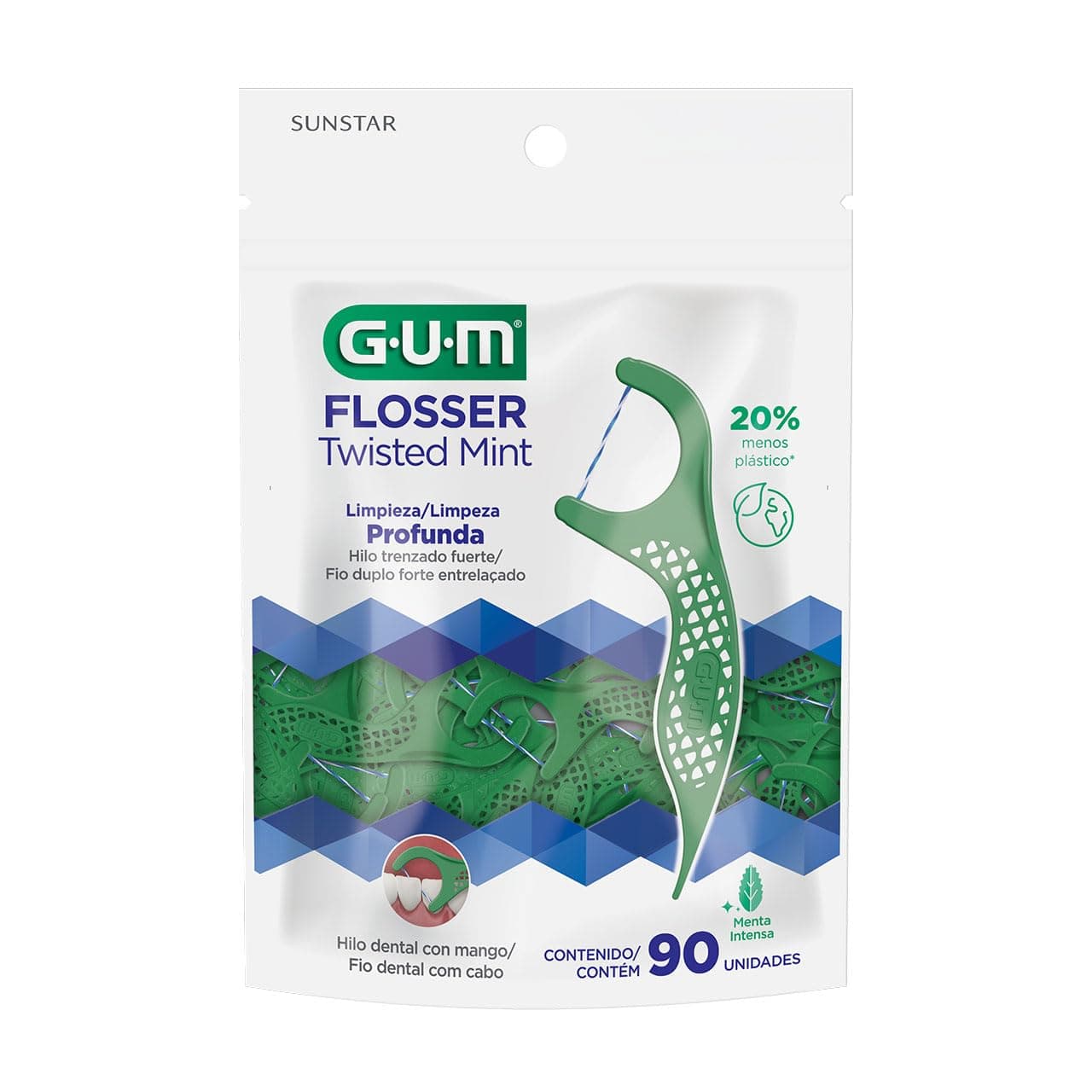 GUM - Twisted Flosser Mint Hilo Dental Trenzado