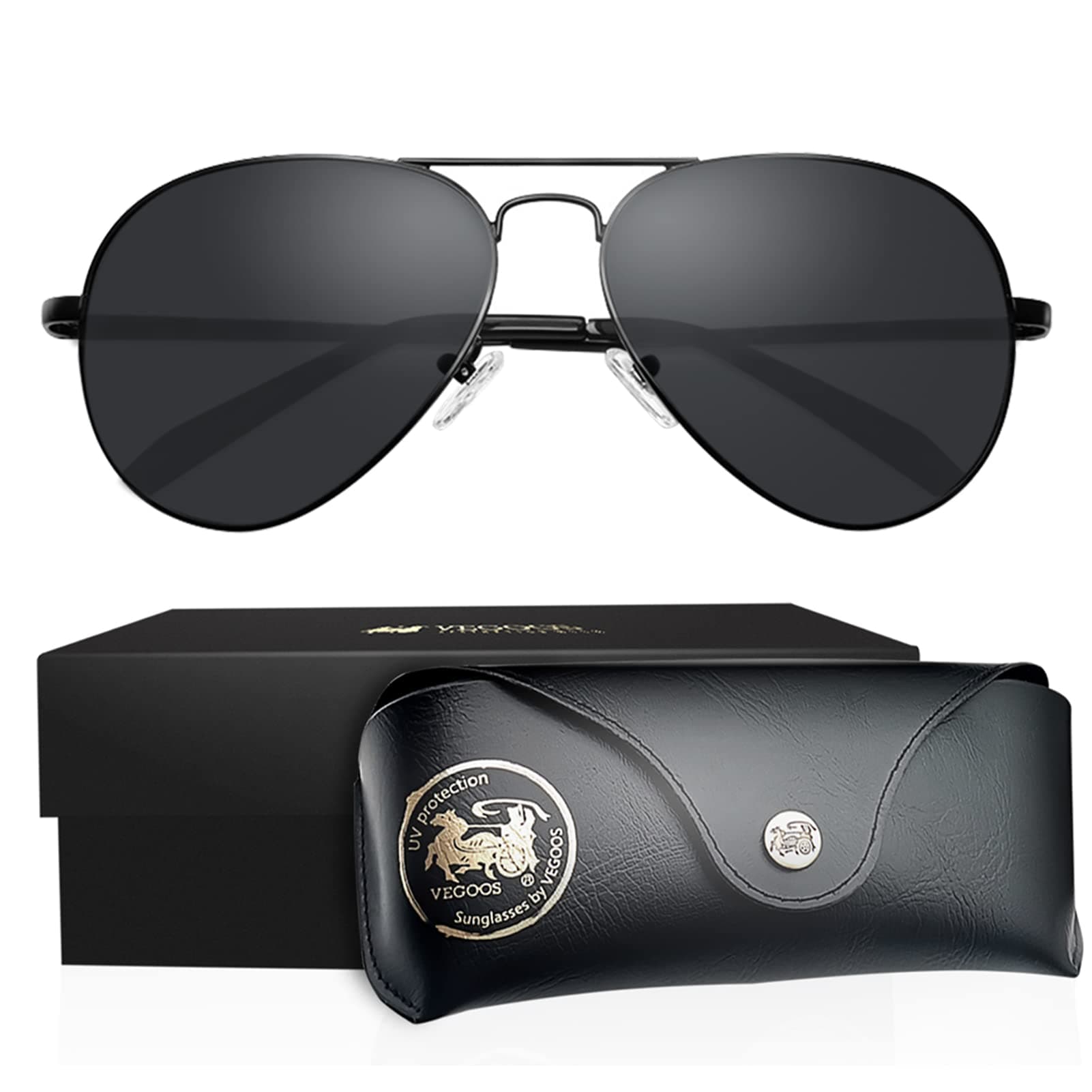 Lentes De Sol Hombre Aviador Polarizados VEGOOS Gafas Para Caballero Mujer Dama 100% Protección