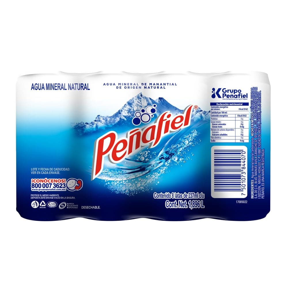Peñafiel, Agua Mineral 237 ml, Lata (8 pack)