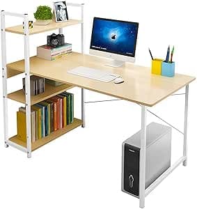 Escritorio Minimalista con Repisa de 3 Estantes