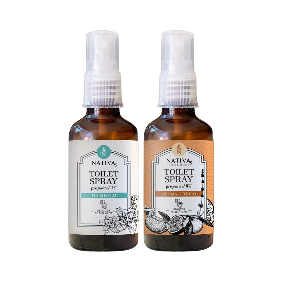 Nativa 5 Toilet Spray portátil Oh Menta y Cítrico elimina olor del baño