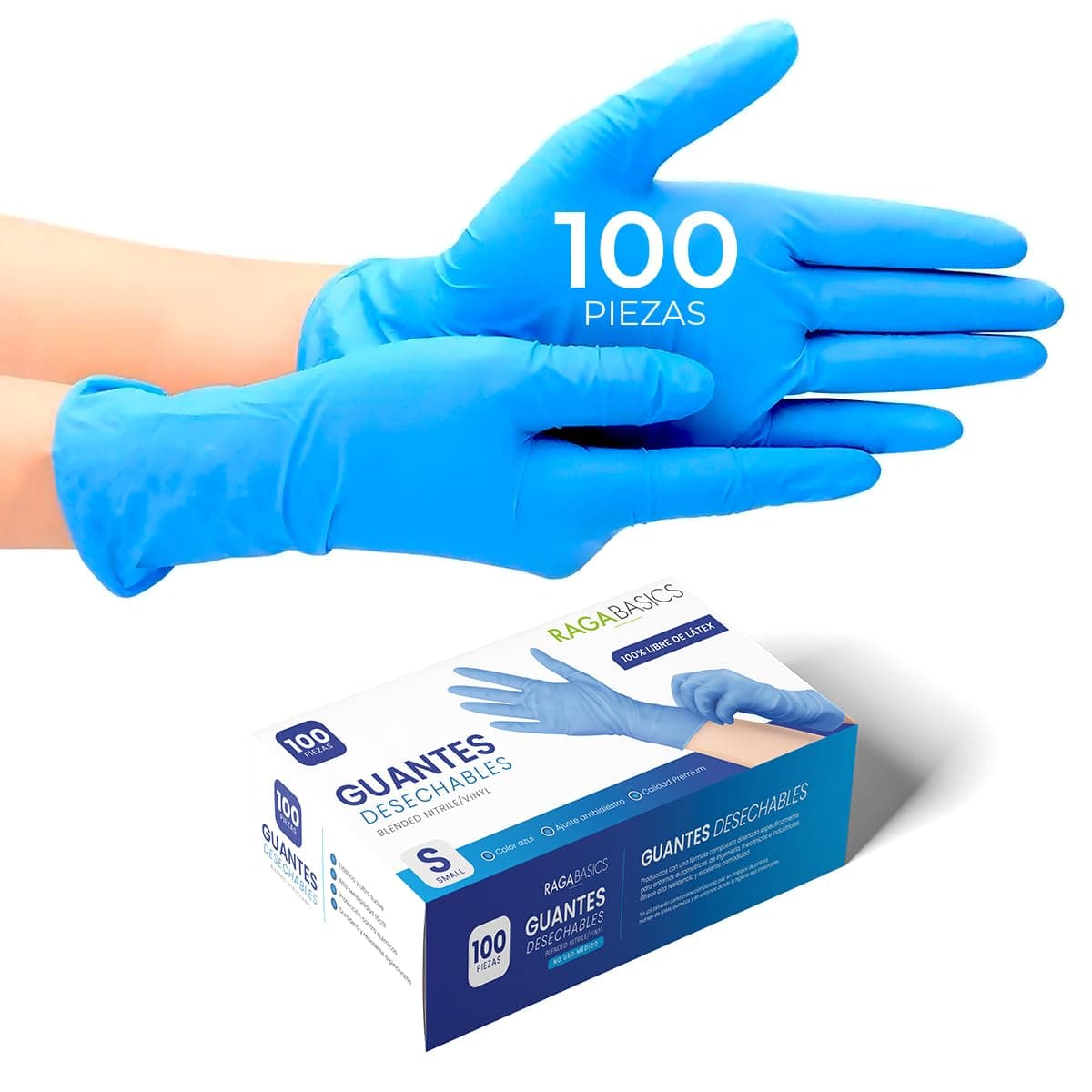 100 Guantes de Nitrilo de Alta Calidad Color Azul