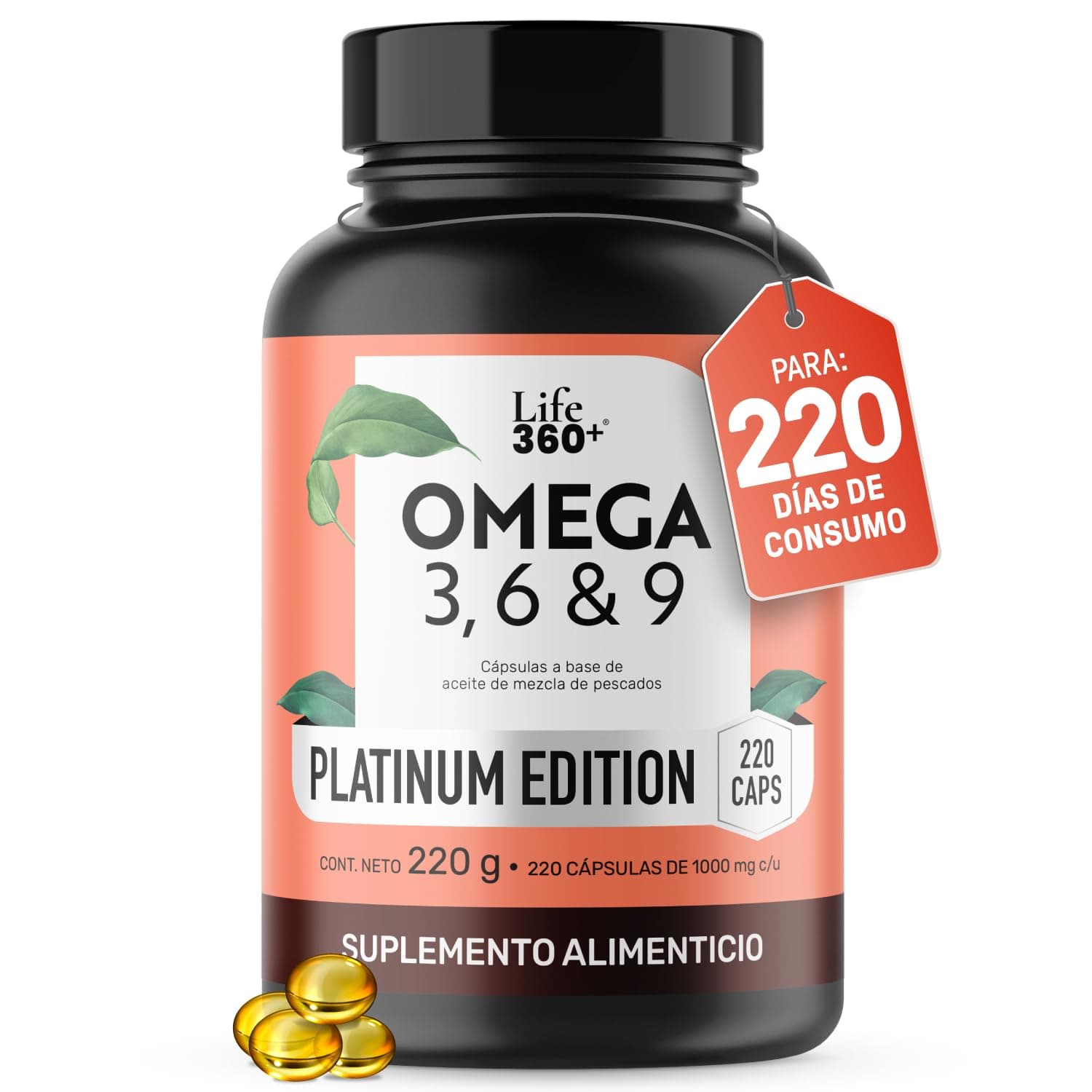 LIFE 360+ Omega 3, 6 y 9 Platinum 1000mg