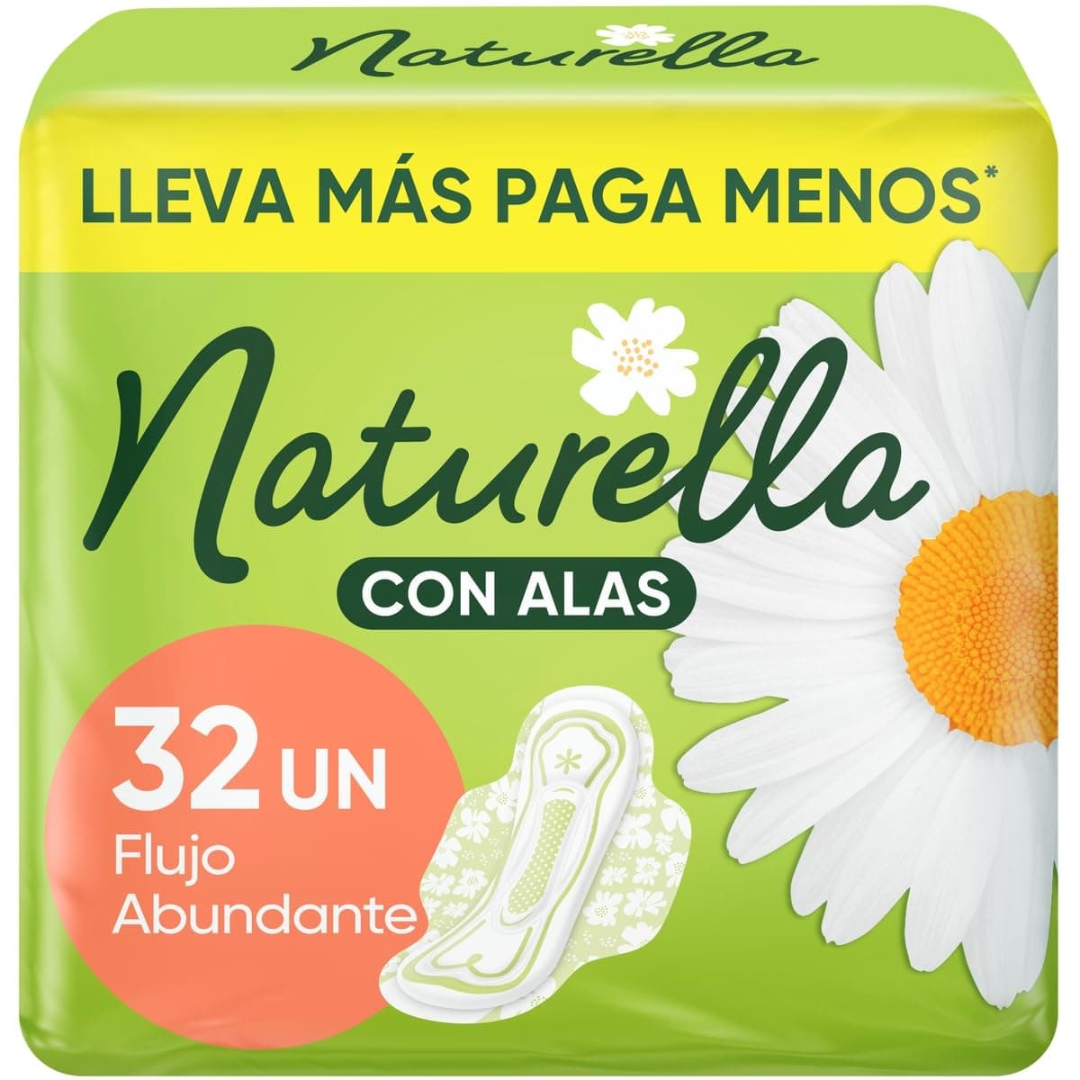 Naturella Con Alas, Toallas Femeninas, 32 Unidades, Con Fibras Orgánicas Super Absorbentes