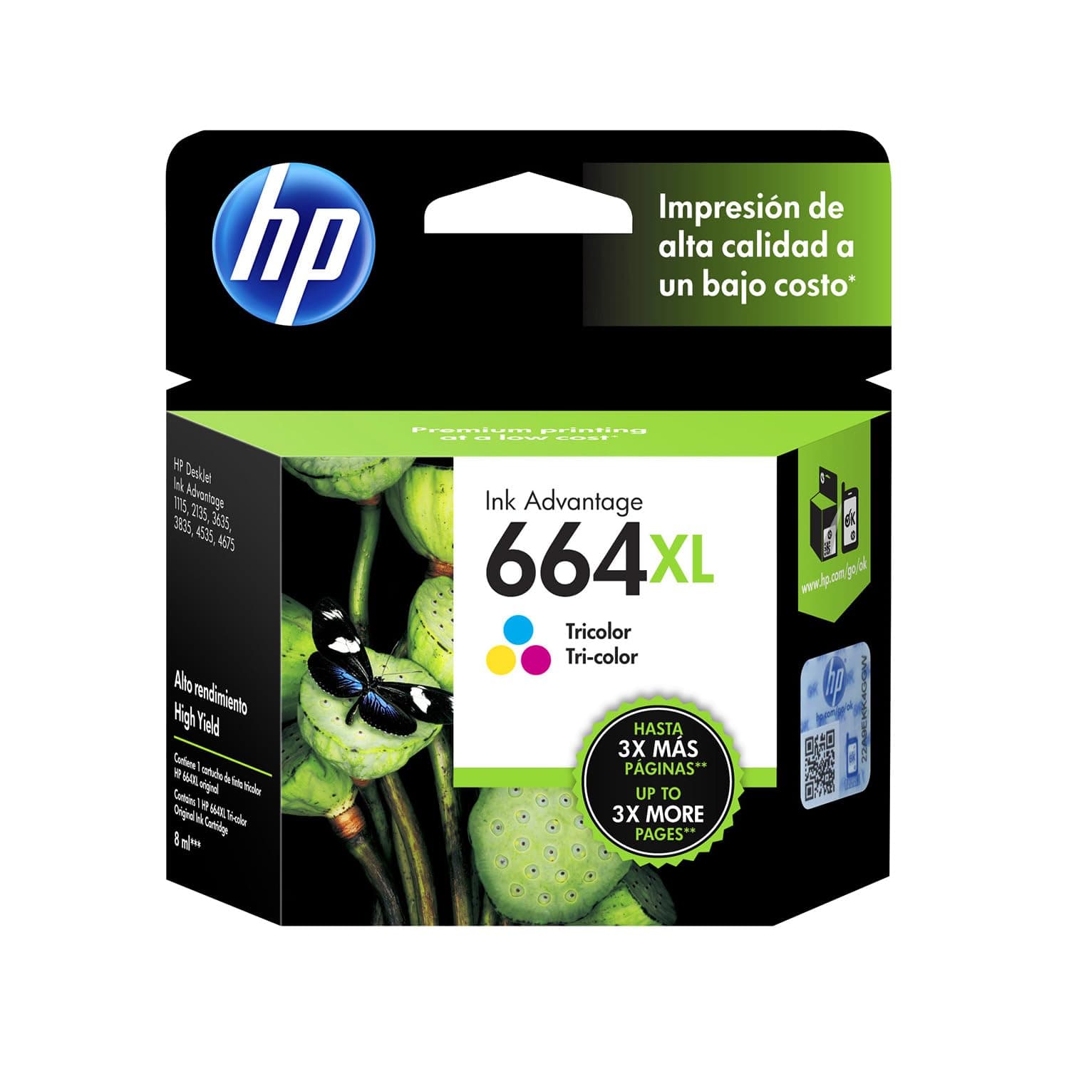 HP Cartucho de Tinta 664XL Tricolor Original