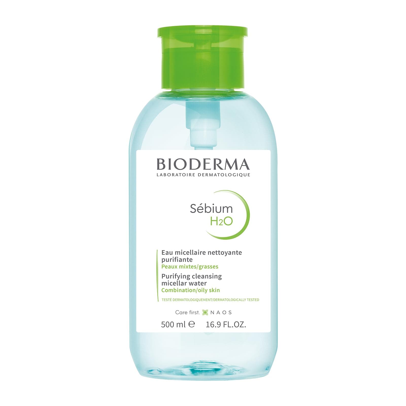 BIODERMA, Agua Micelar, Sébium H2O Pump, Desmaquillante para Piel Grasa, Remueve Impurezas y