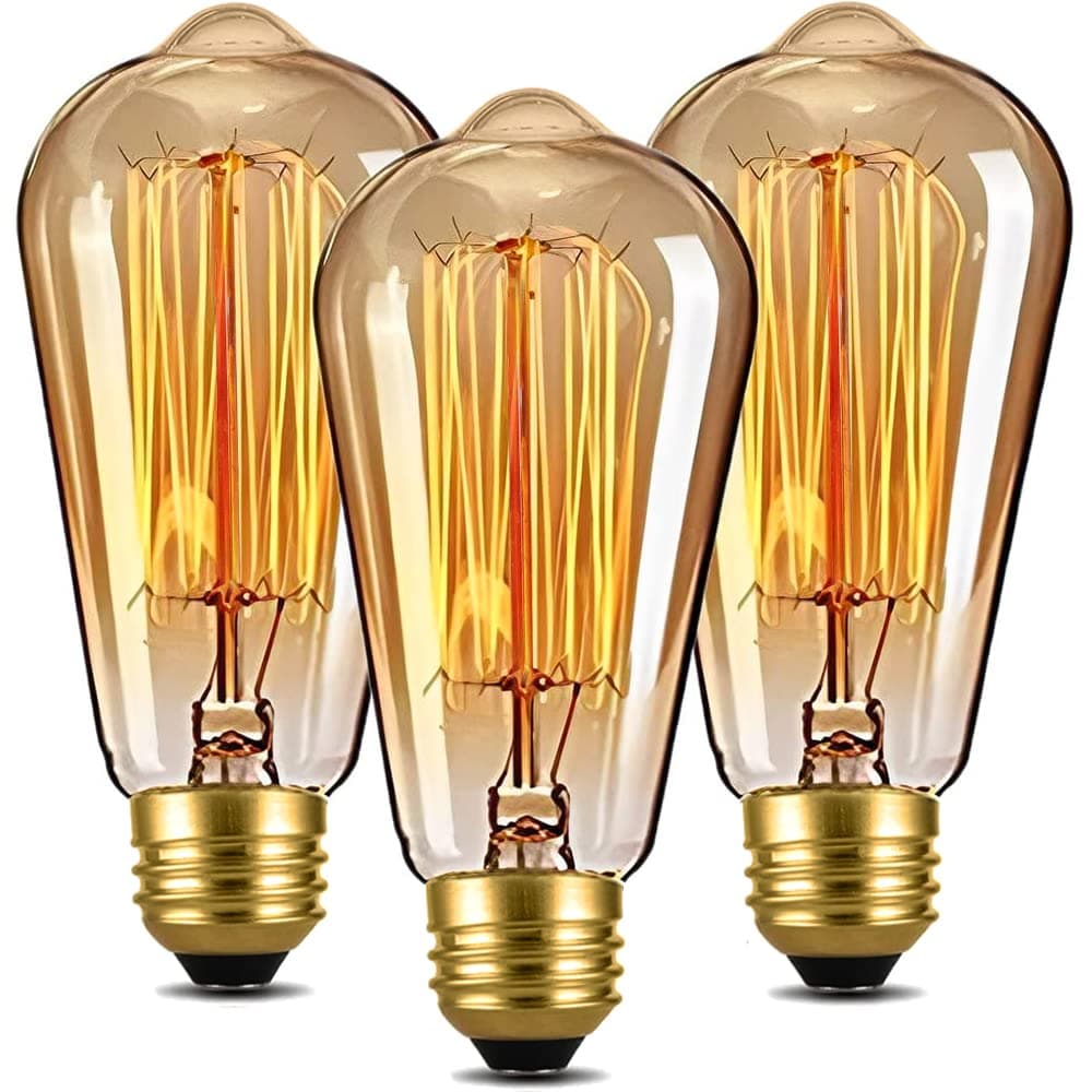 KAMYSEN Edison Light Bulbs, 3 Piezas 40 Watt Dimmable Vintage Light Bulbs