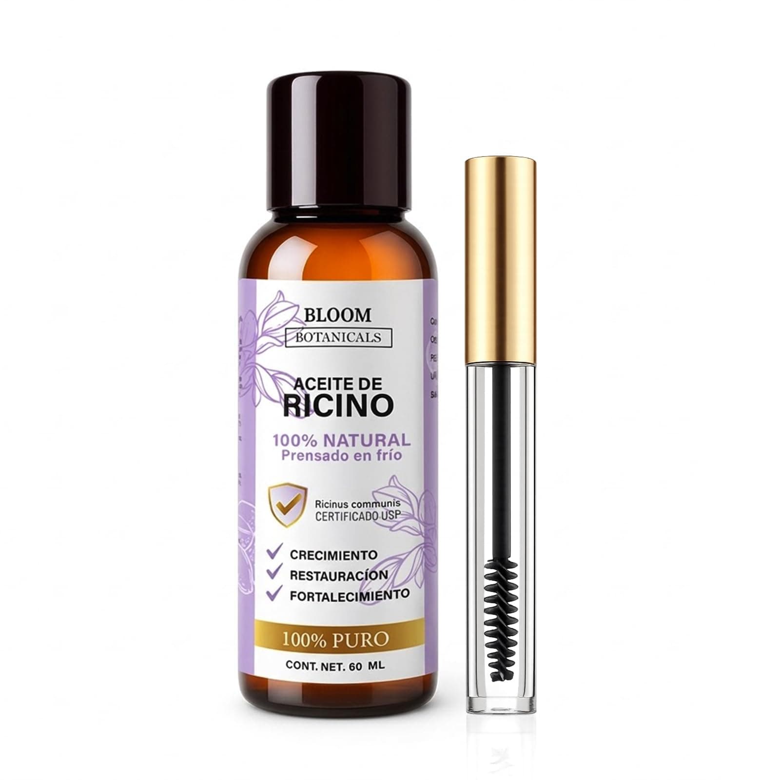 Aceite de Ricino 100% Puro para pestañas y cejas Certificado USP