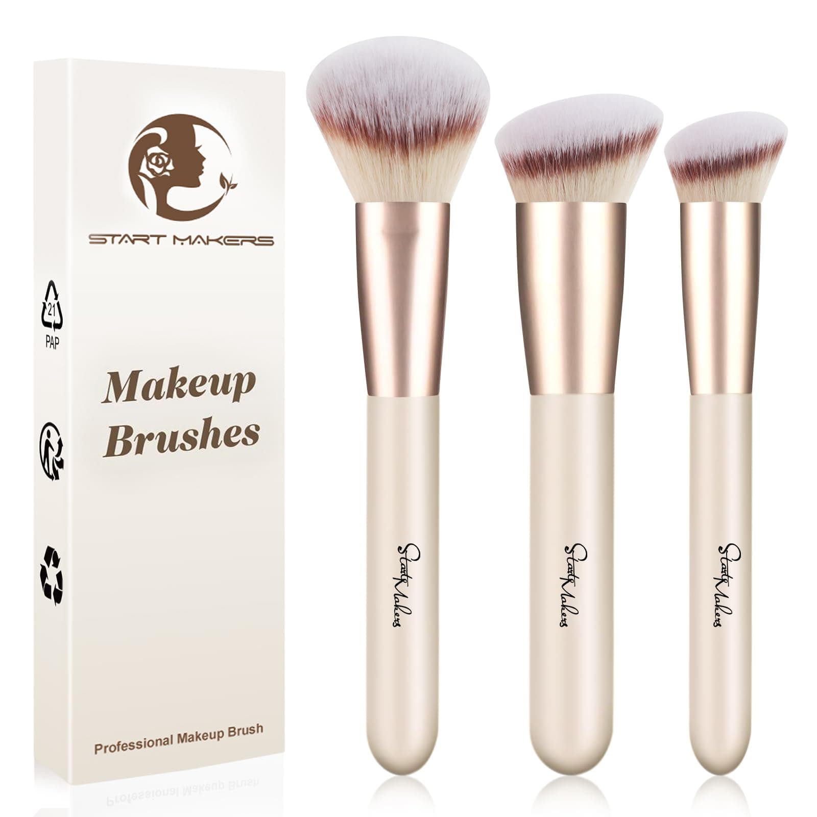 START MAKERS 3Pcs Brochas de Maquillaje para Corrector