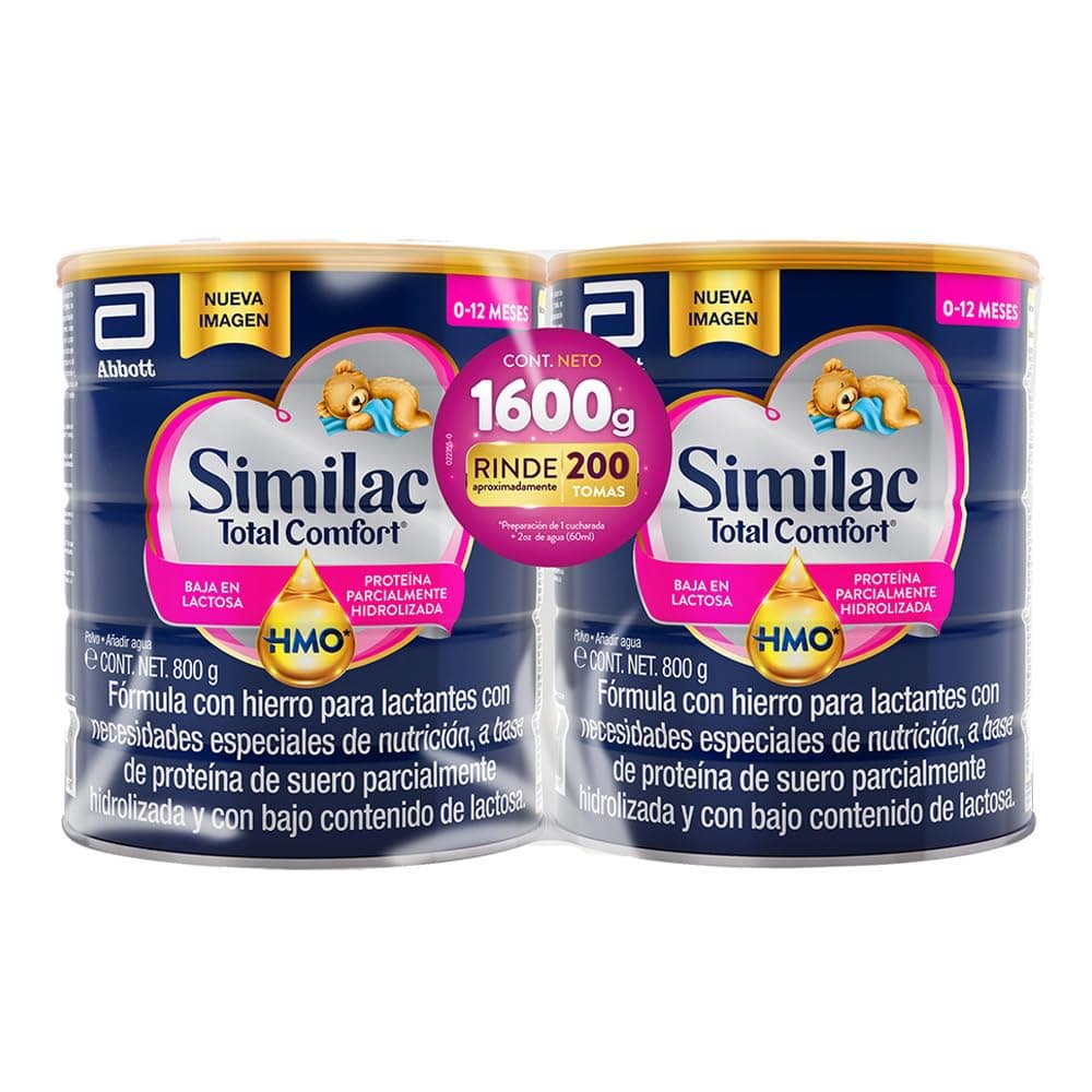 Similac Total Comfort 1 Formula Baja en Lactosa de 0-12 meses Pack 2x800g