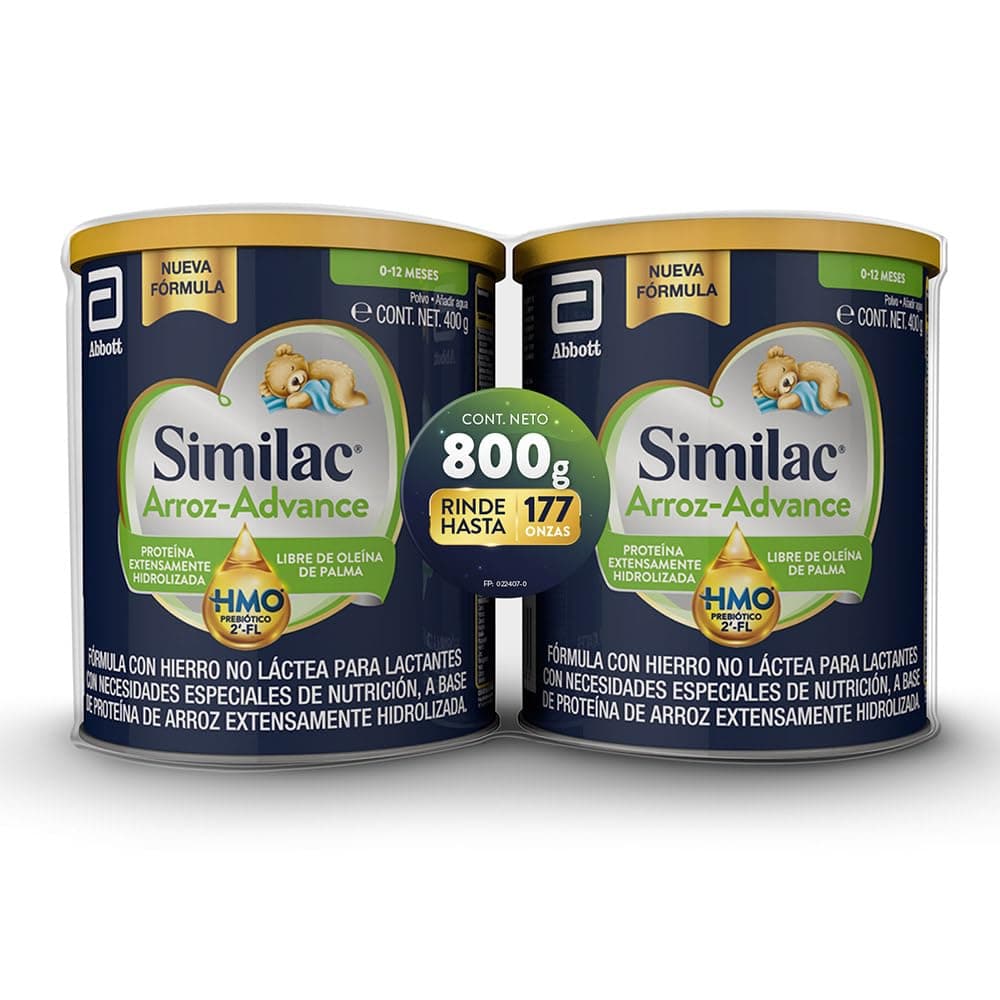 Similac Arroz- Advance Fórmula No Lactea 0 a 12 meses Pack 2 de 400g