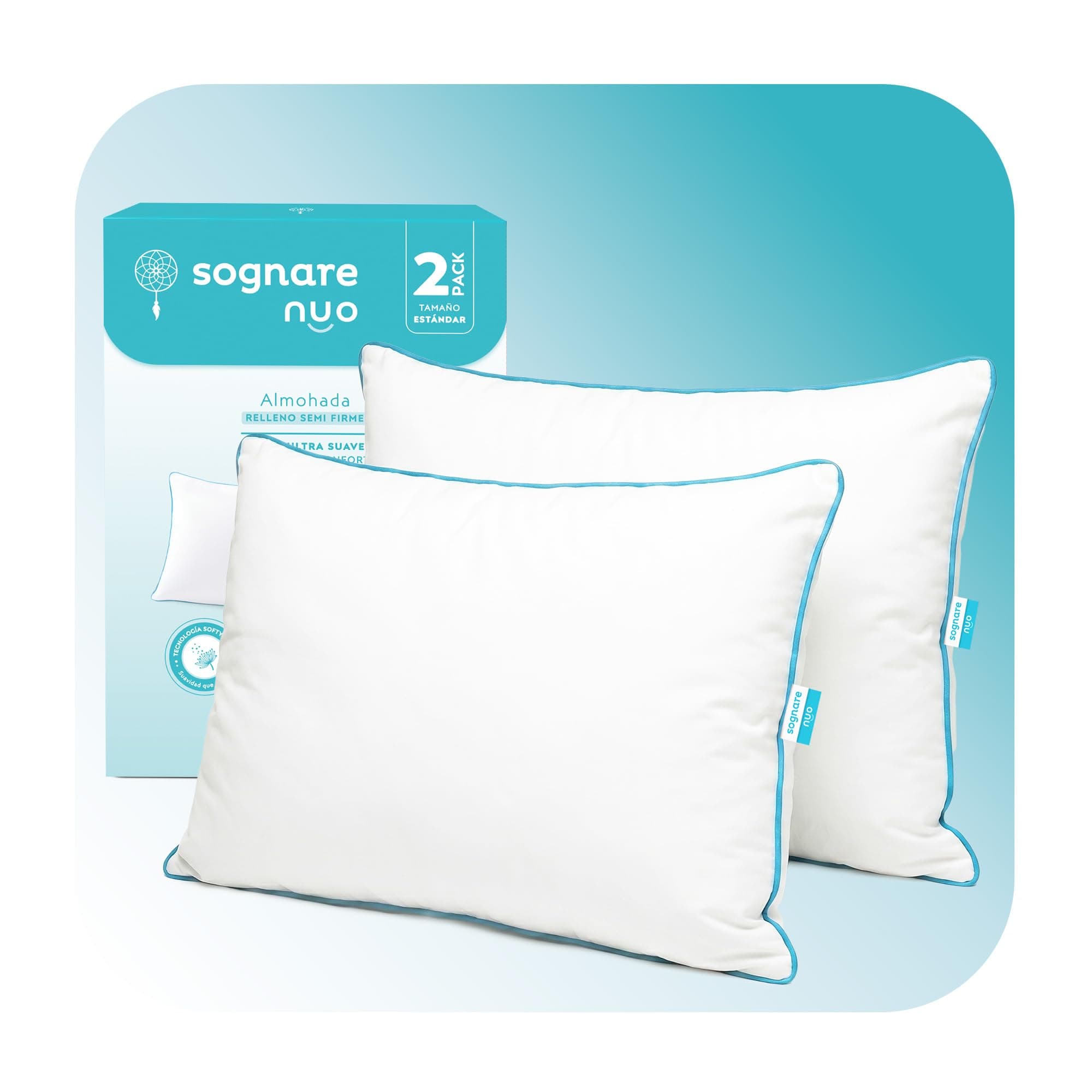 Sognare Nuo Almohada 2 Pack Tamaño Estándar Relleno Semi Firme