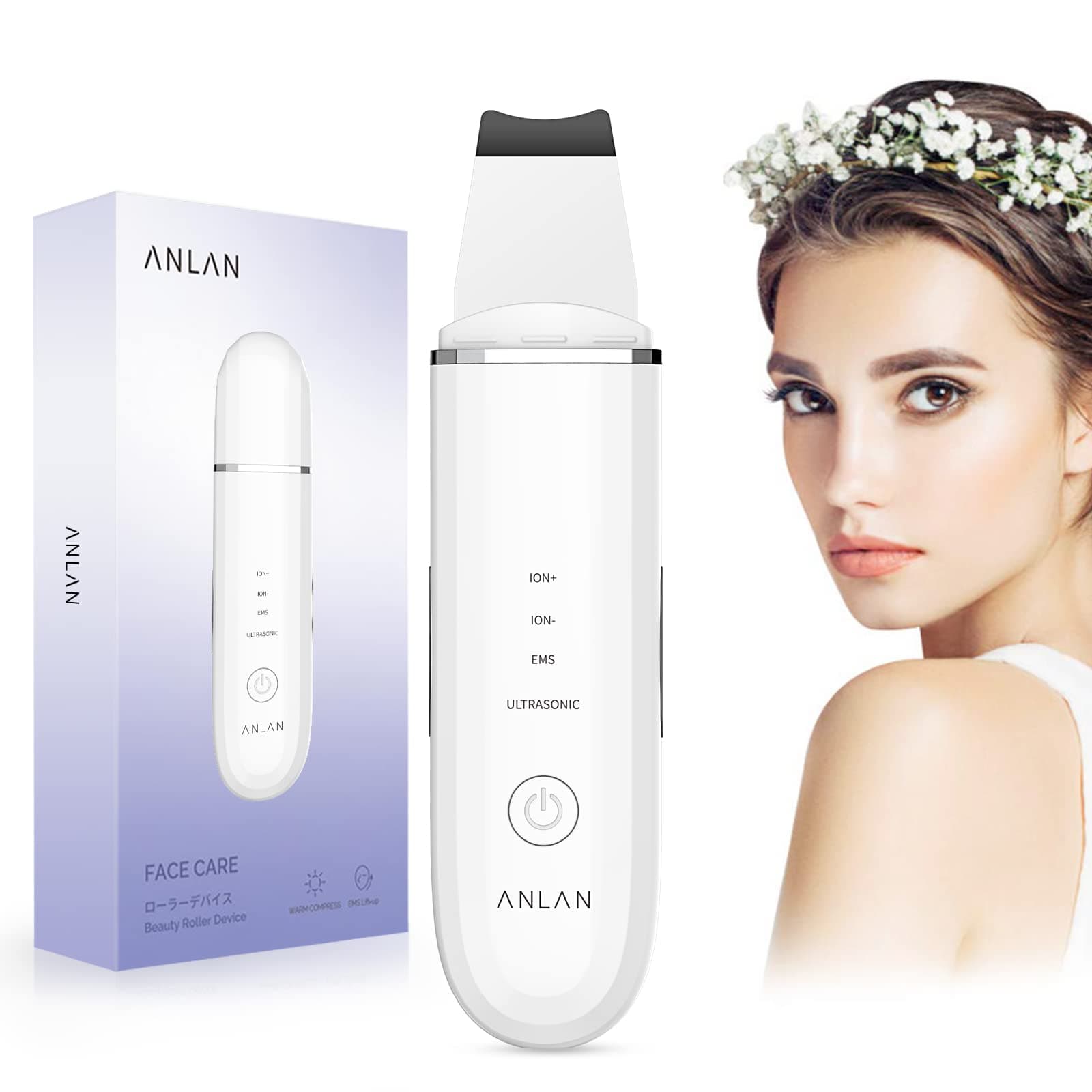 ANLAN Peeling Ultrasónico Facial Skin Scrubber Exfoliación Facial Ultrasónica Limpiador de Poros
