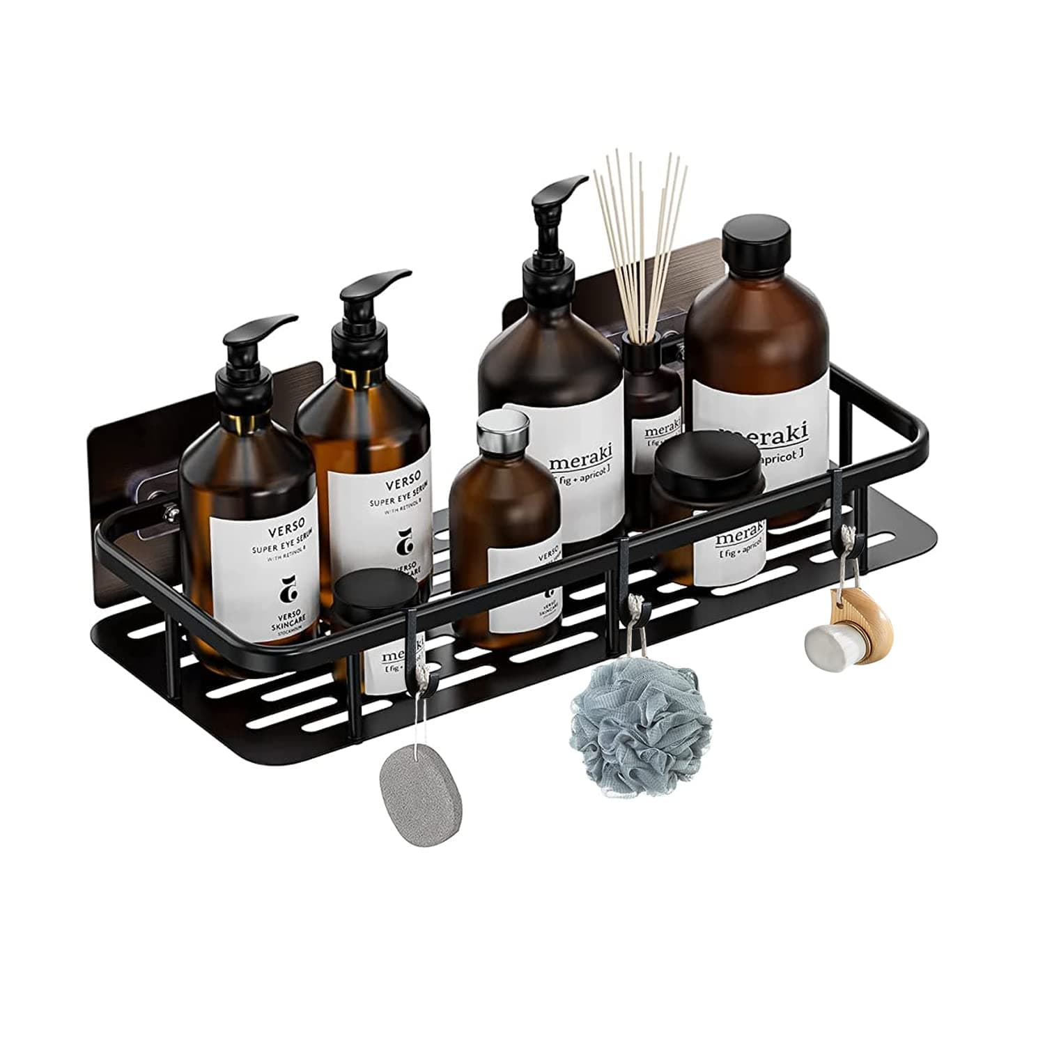SOZOMO Estanteria Ducha, Estante para Baño Sin Taladro, Repisa para Baño Pared, Estante