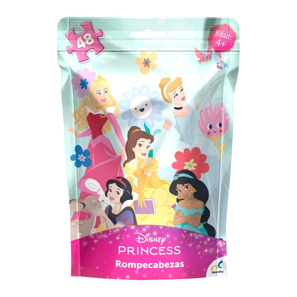 Novelty Corp Rompecabezas Bolsa Foil Princesas 48 Piezas Cartón Princesas 4+ Años