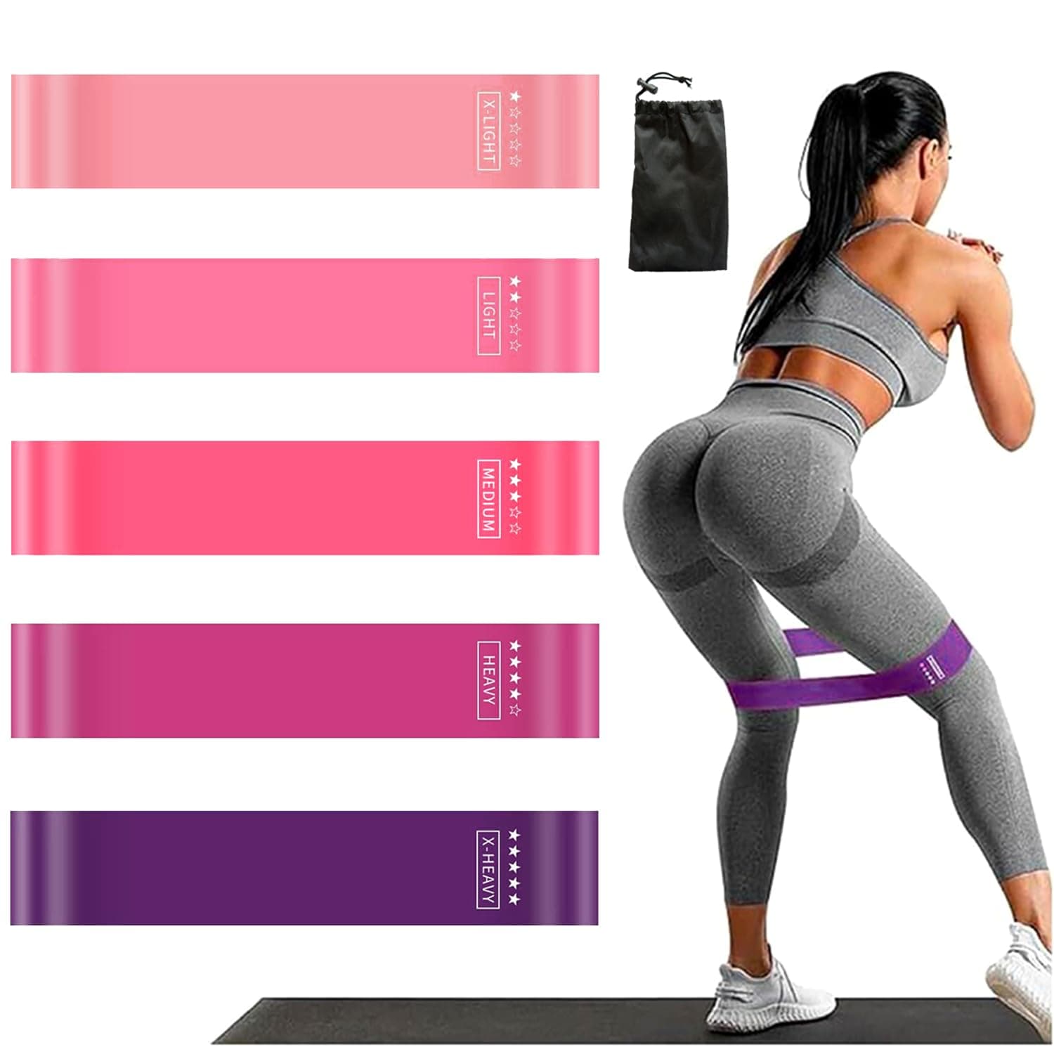 E T EASYTAO Bandas de Resistencia para Ejercicio 5 PCS para Yoga y Pilates