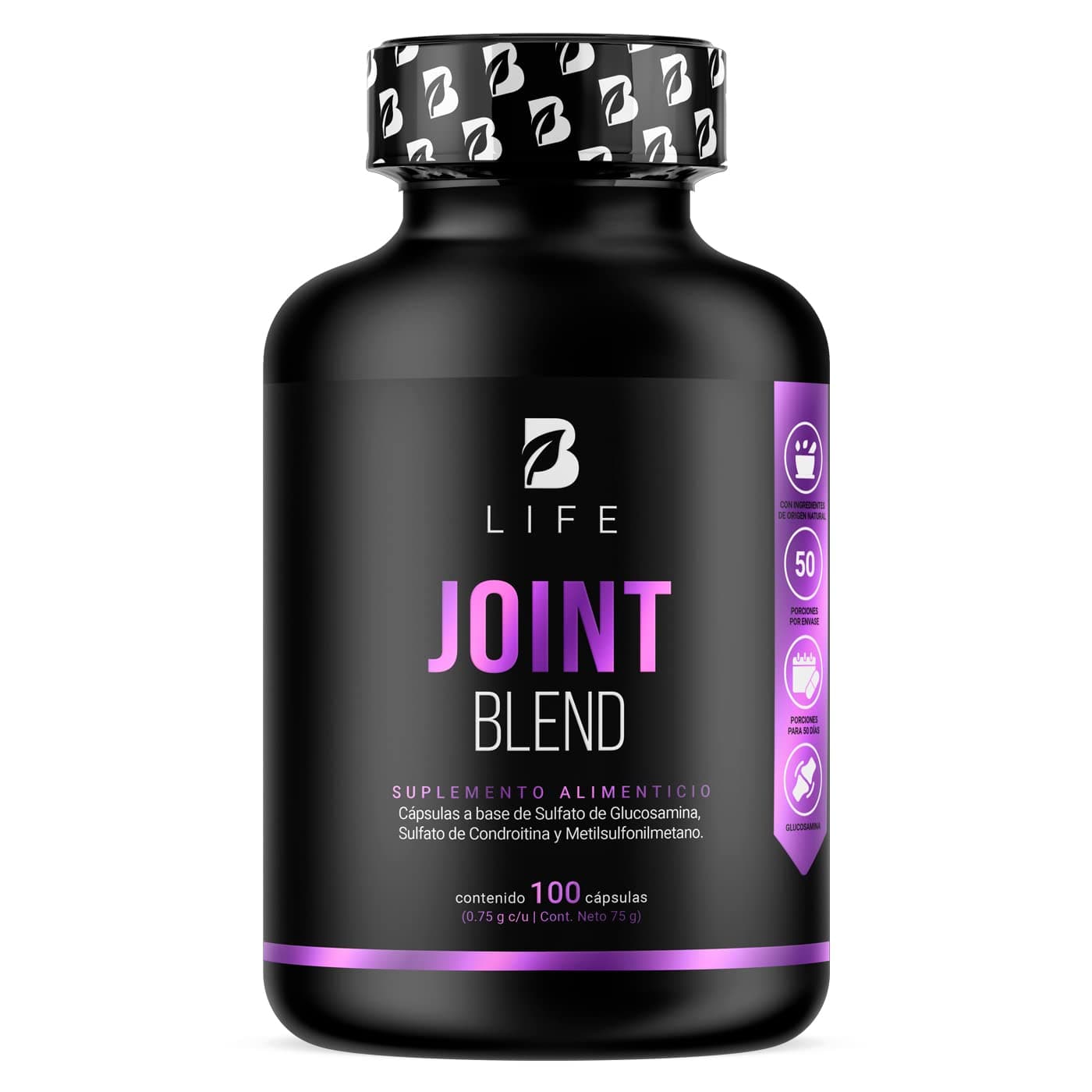 Glucosamina, Condroitina y MSM 100 Cápsulas 1500 mg por porción. Ingredientes Naturales. Joint