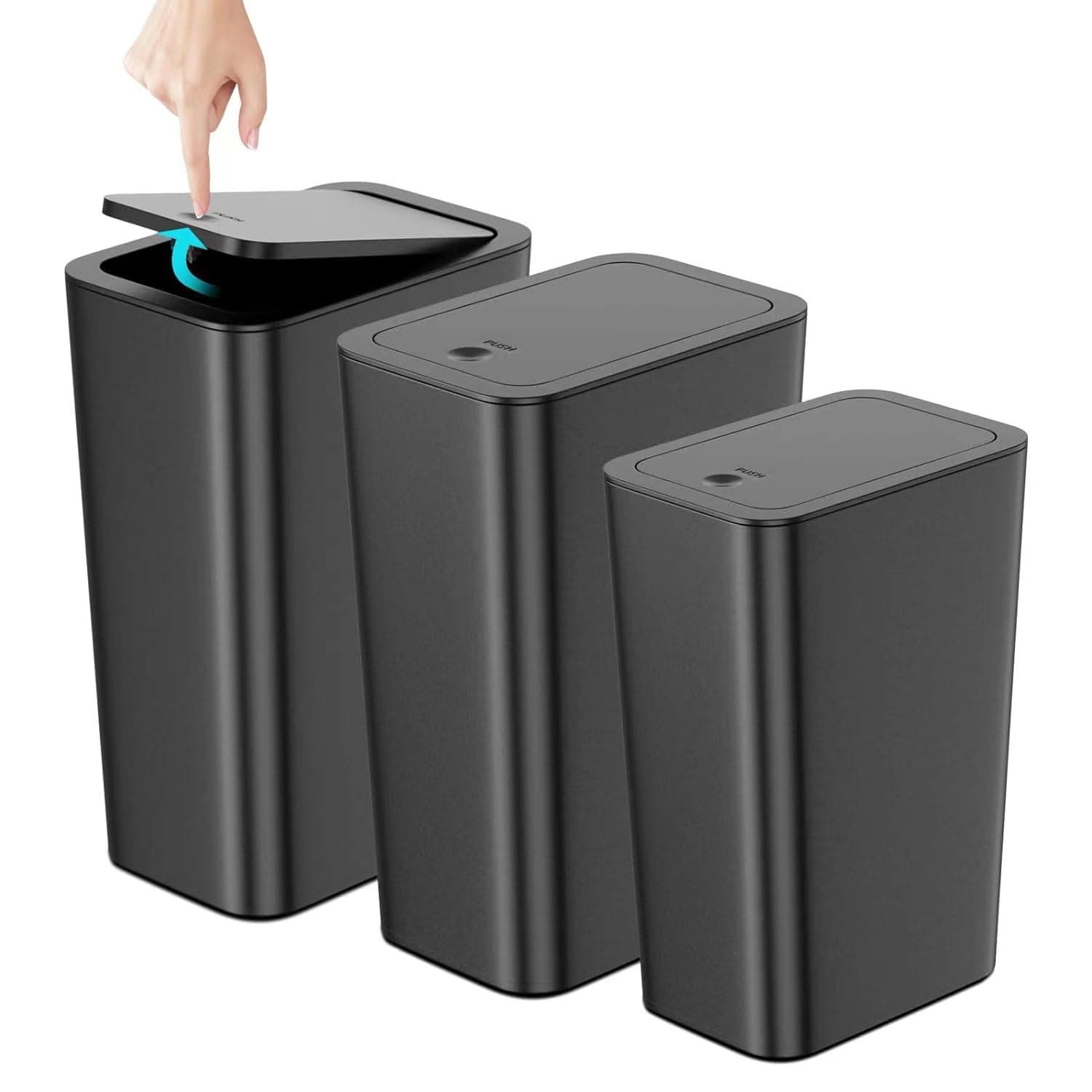 Juego de 3 Botes de Basura de Plástico