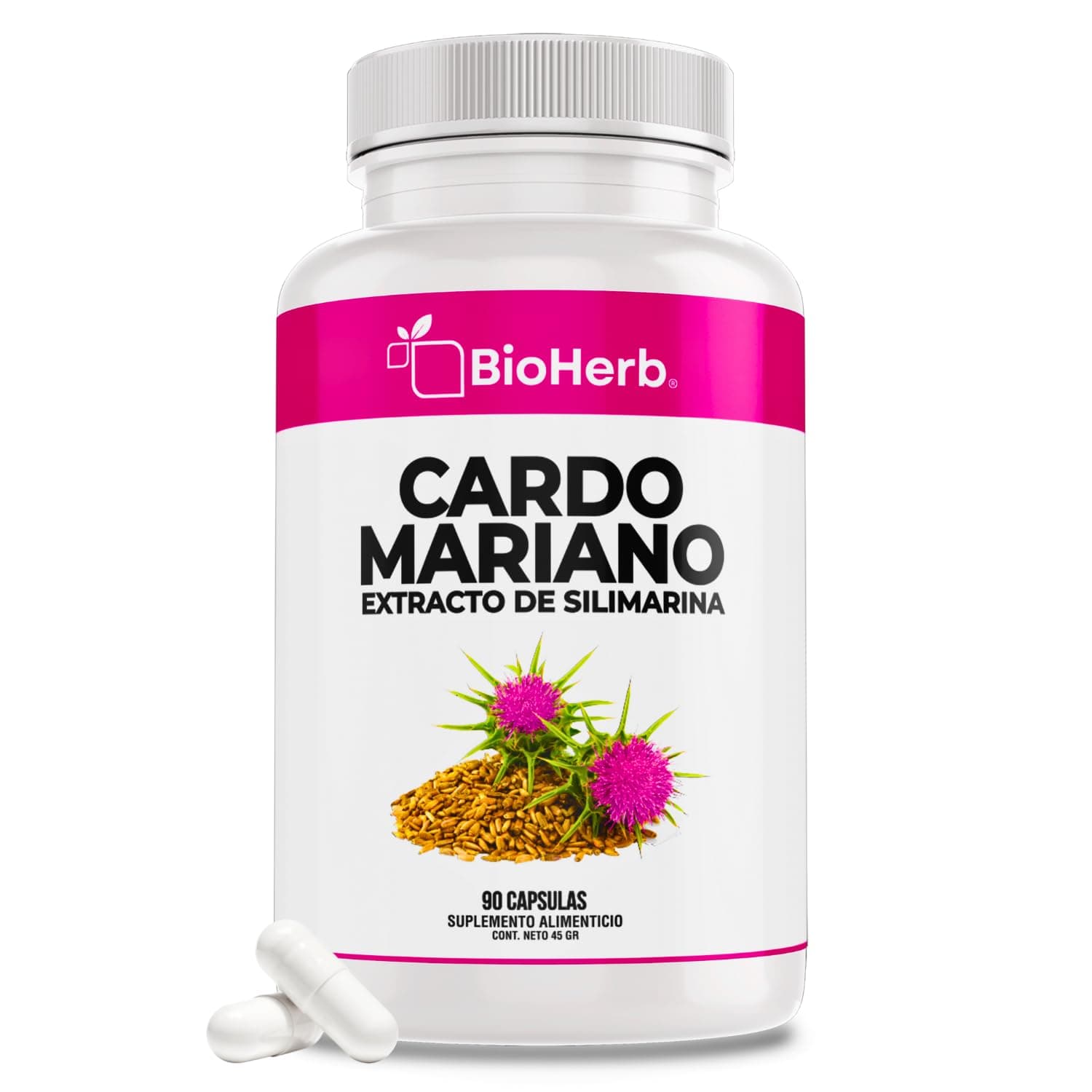 BioHerb® | Cardo Mariano, Extracto 80% Silimarina, 90 Cápsulas de 500 mg