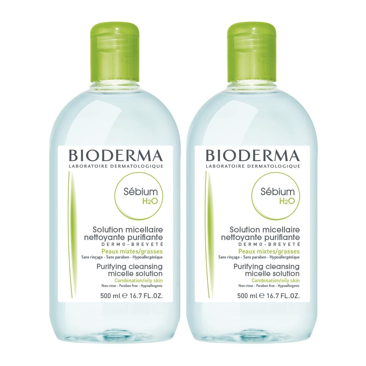 Bioderma - Agua limpiadora micelar purificante Sébium H2O y solución desmaquillante para pieles