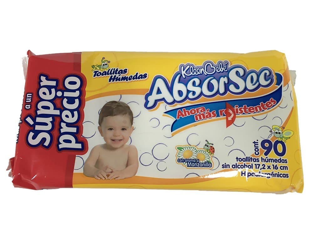 KIeenBebé Absorsec, Toallas Húmedas para Bebé, 90 Toallas