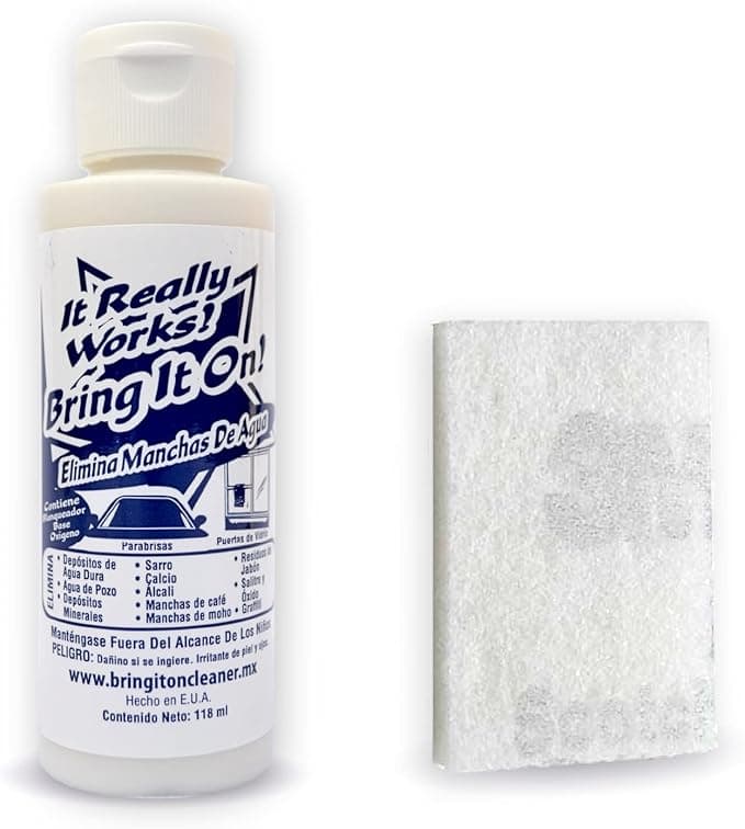 BRING IT ON CLEANER - Quita Gotas Limpia Vidrio Cromo Azulejo Aluminio Acero Sarro Óxido y Más