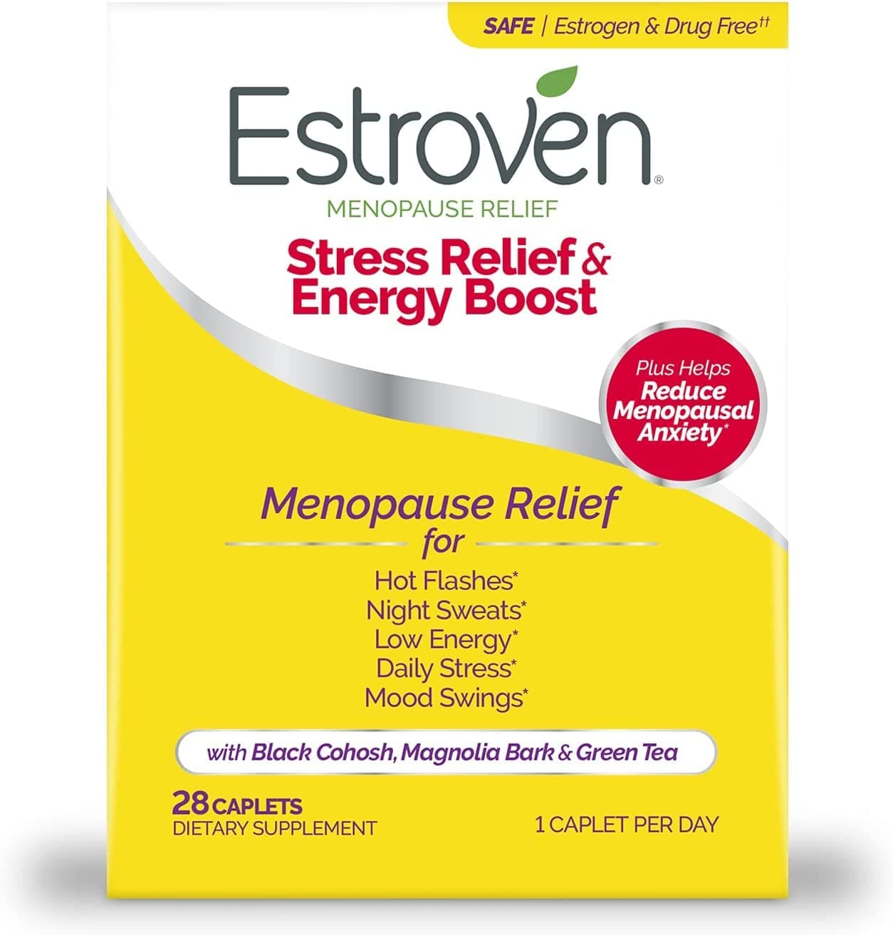 Estroven Alivio del estrés y impulso de energía para alivio de la menopausia