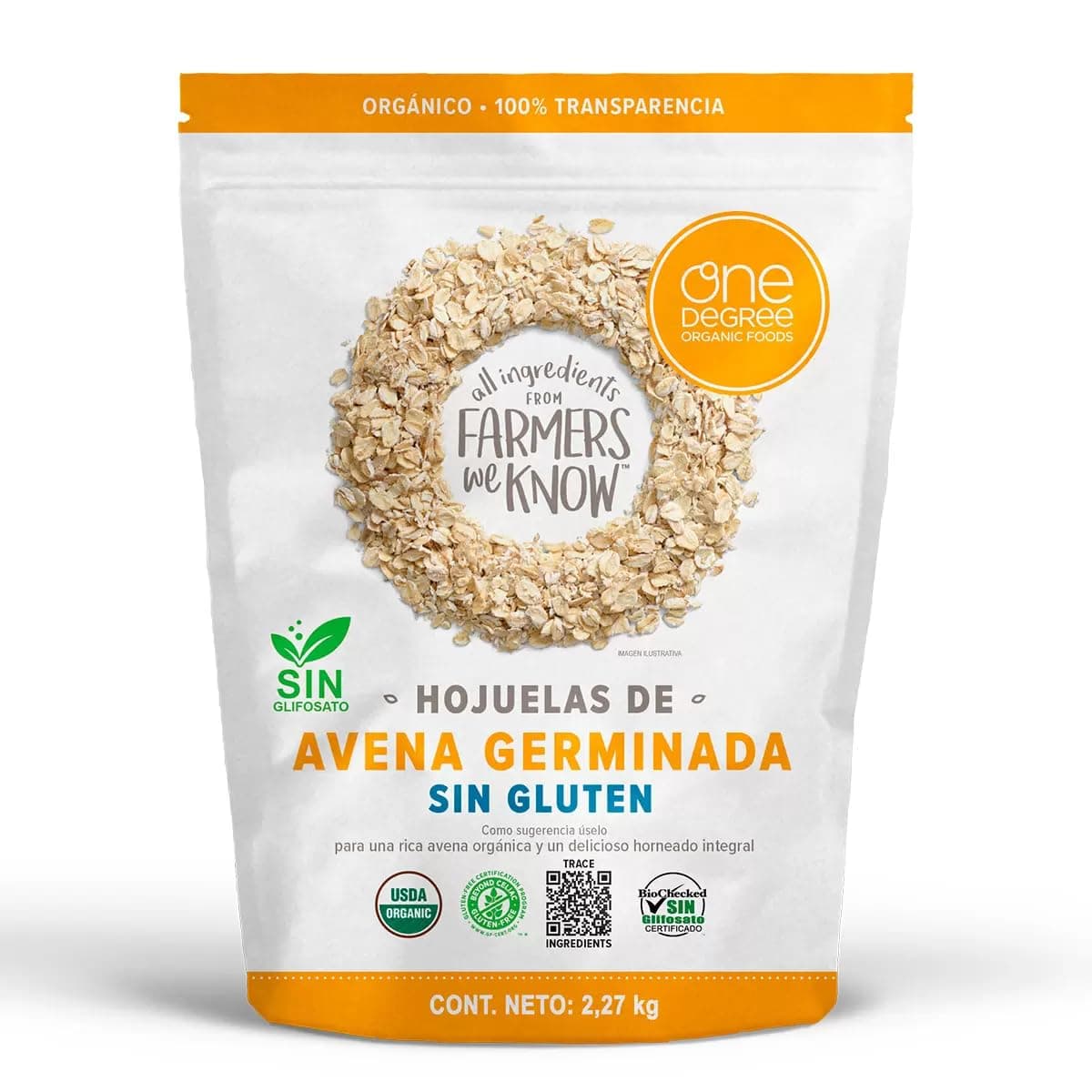Hojuelas de avena organica germinada sin gluten farmers we know 2.27 kg