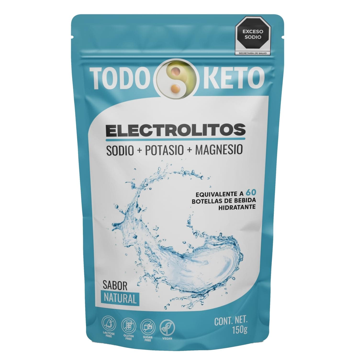 TODO KETO Electrolitos Polvo Natural Sin Azúcar (150g)- Hidratacion Deportiva para Runner