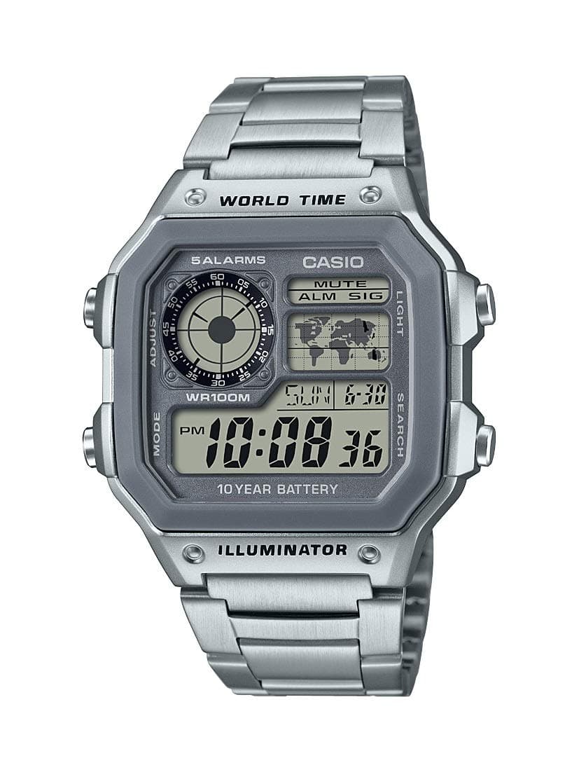 Casio Reloj de cuarzo con batería de 10 años con correa de acero inoxidable