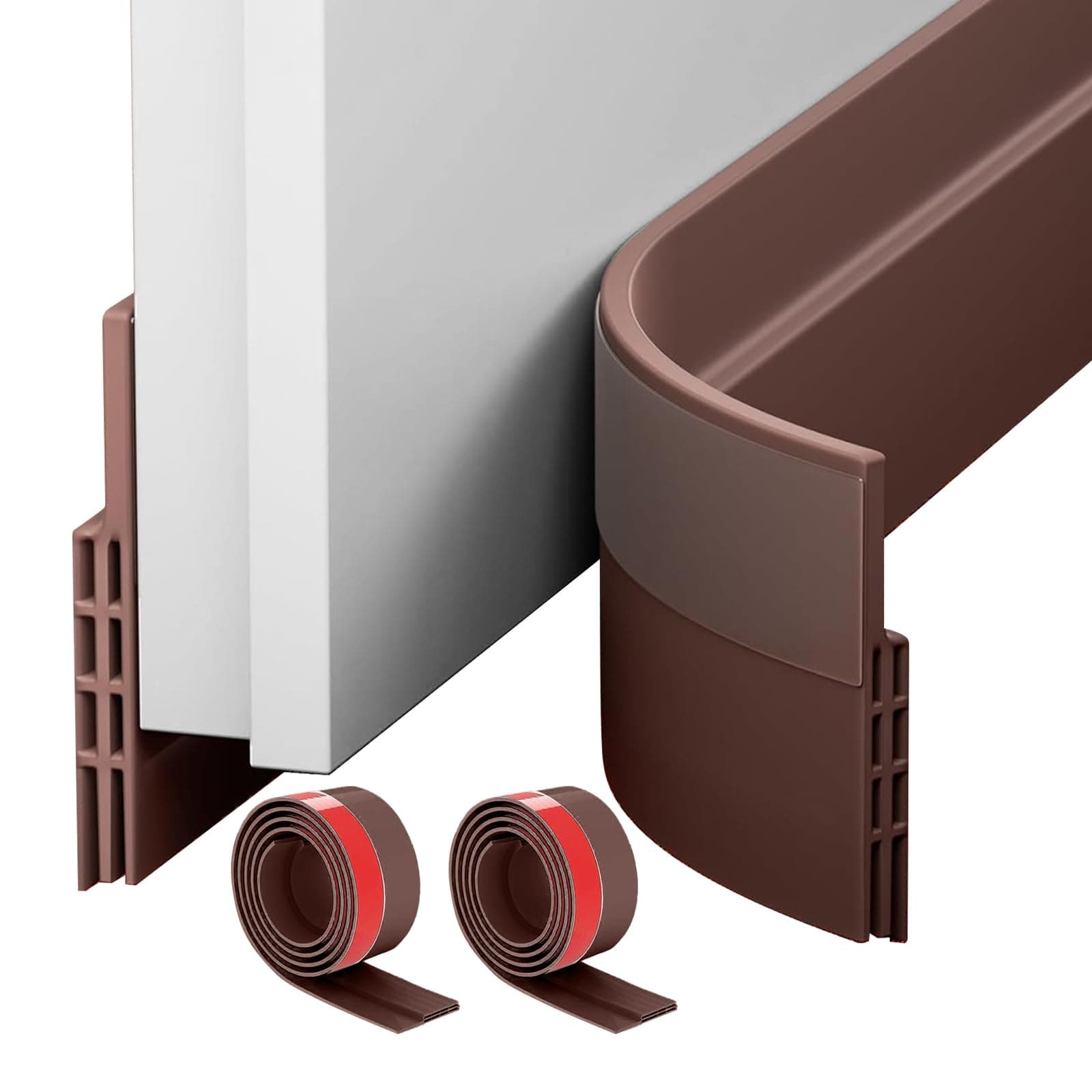 2 PCS Guardapolvo para Puerta Rápido Autoadhesivas, 5 x 100 cm (Marrón)