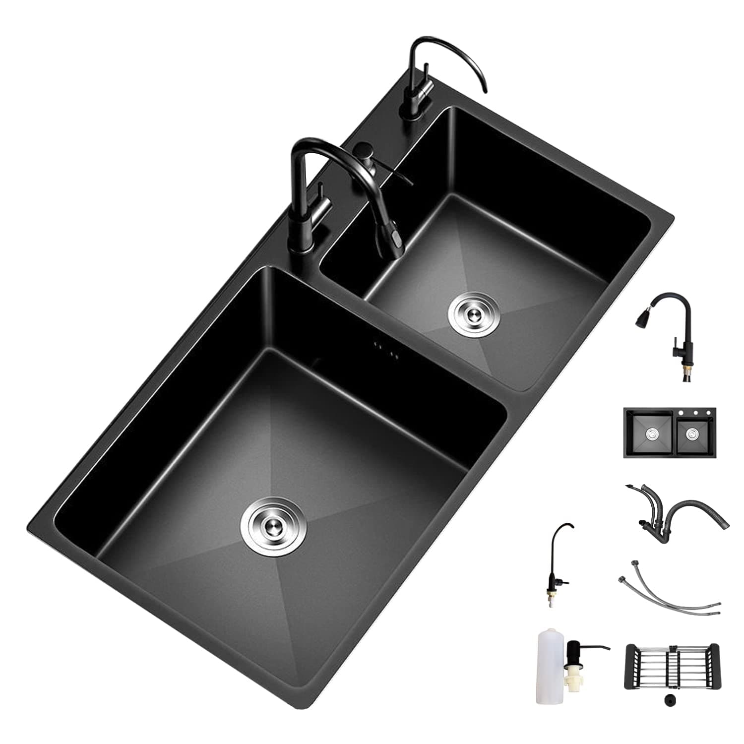 Muzens Fregadero de Cocina, 80 * 45cm Cascada Taz?n Cuadrados de Acero