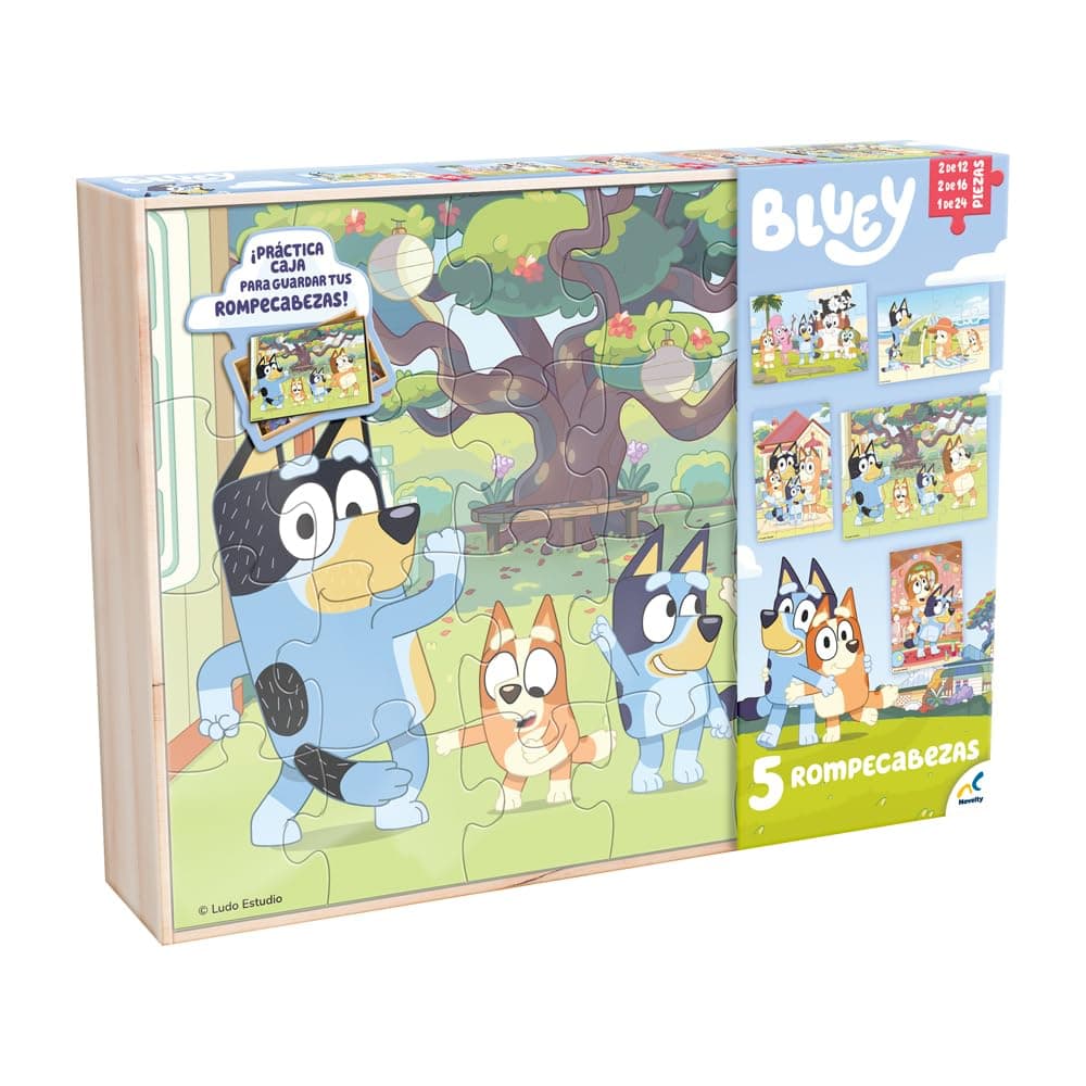Rompecabezas 5 En 1 Bluey Caja De Madera